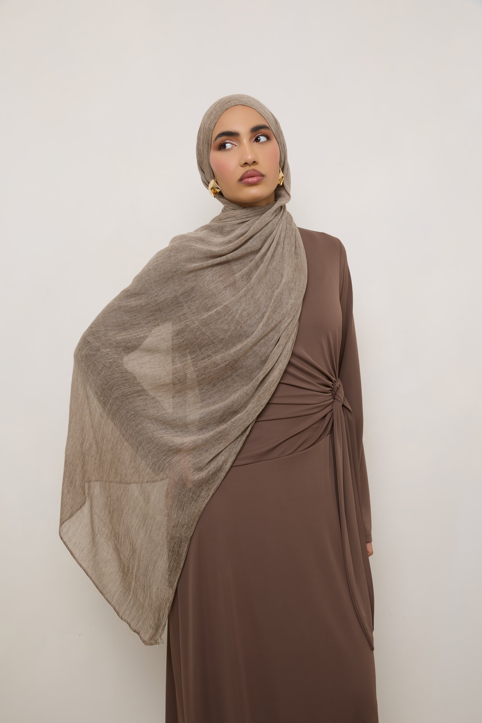 Modal Crinkle Hijab - Latte Hijabs Veiled