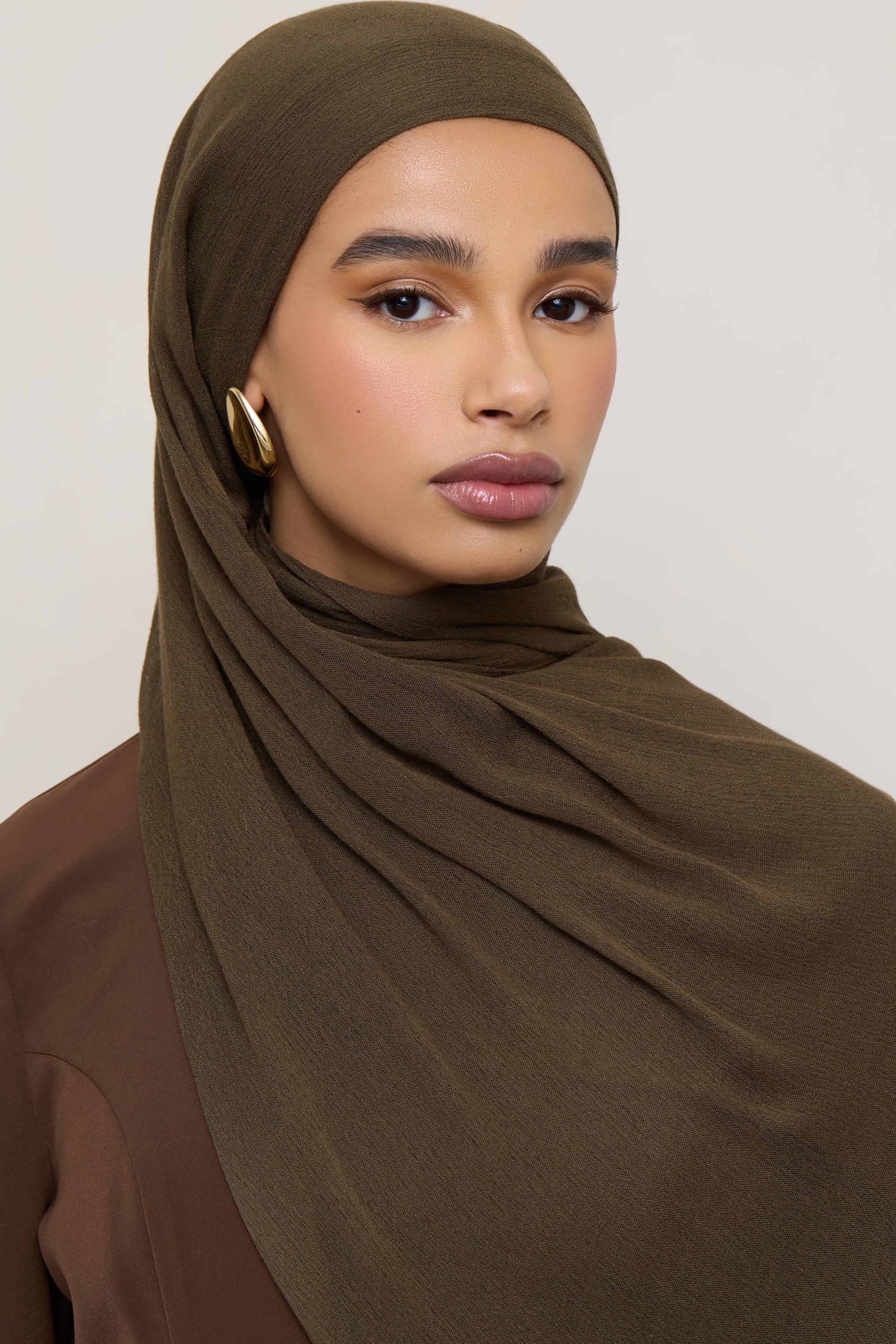 Modal Crinkle Hijab - Olive Hijabs Veiled