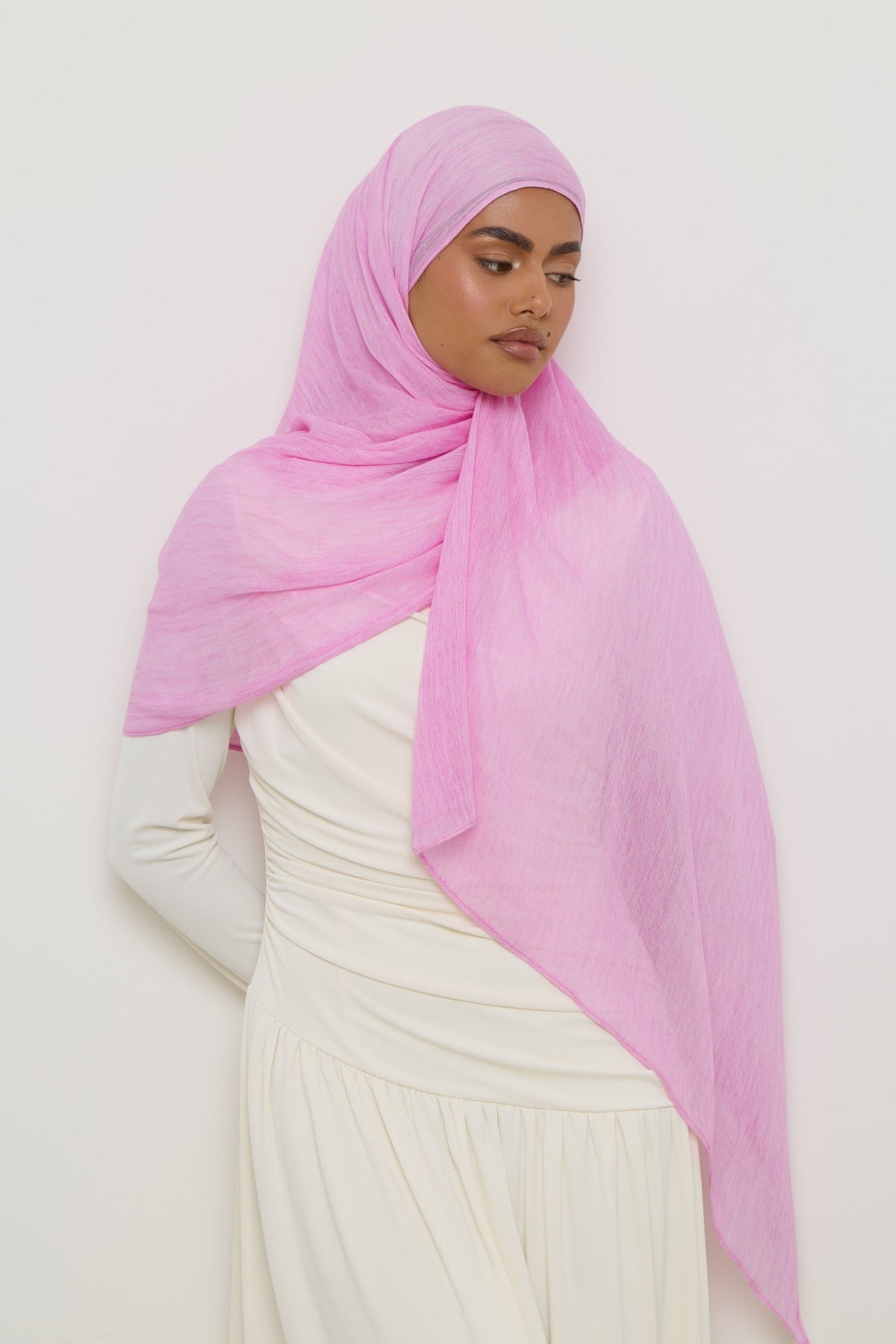 Modal Crinkle Hijab - Pink Hijabs Veiled