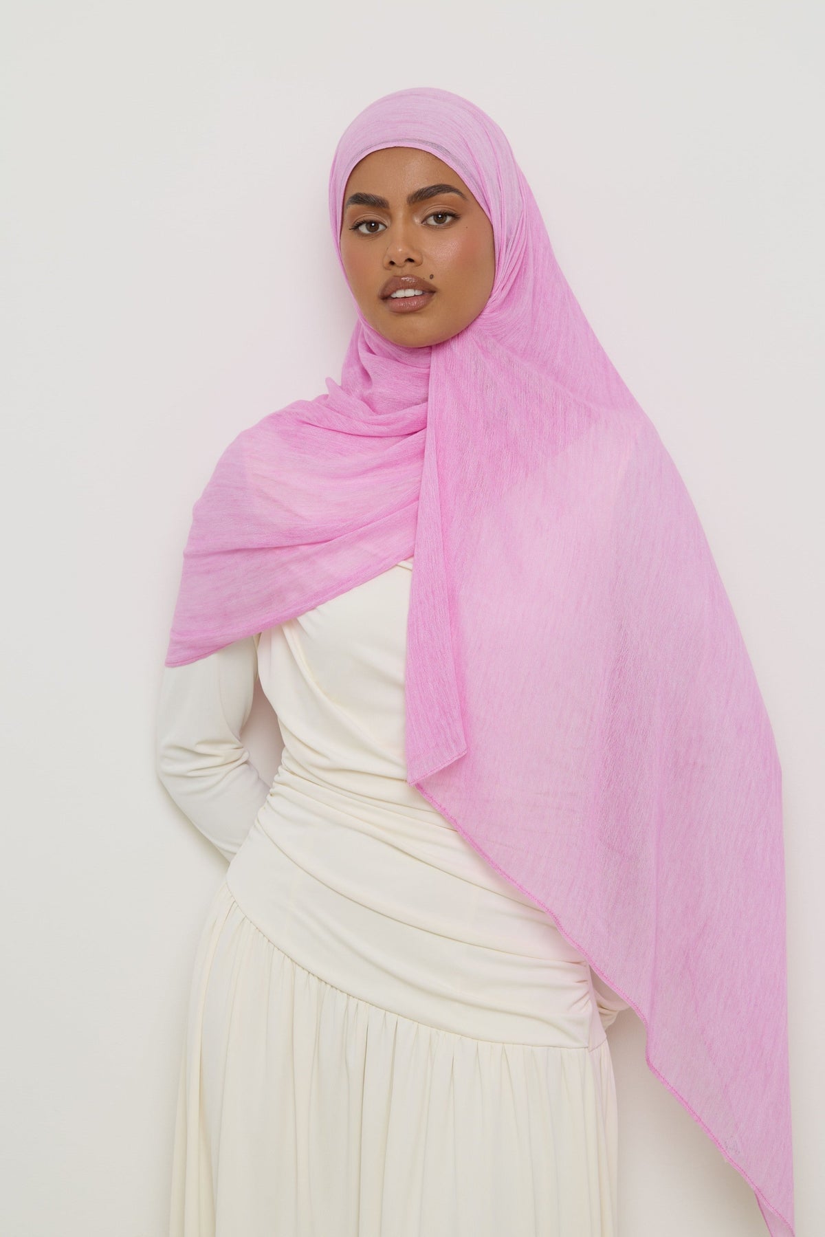 Modal Crinkle Hijab - Pink Hijabs Veiled