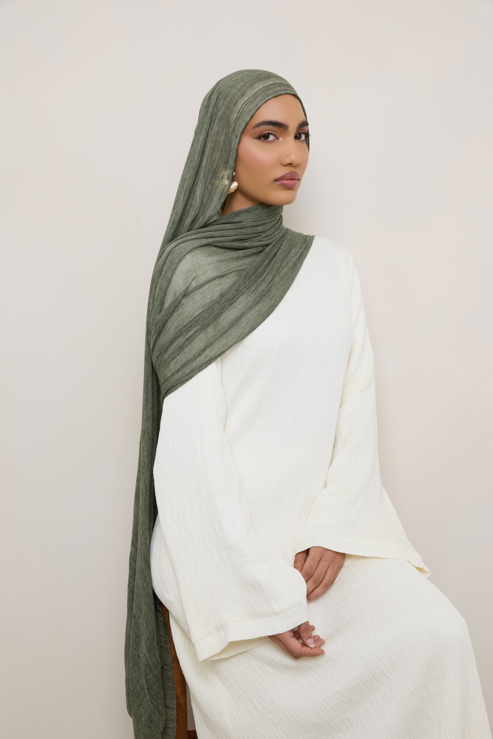 Modal Crinkle Hijab - Sage Hijabs Veiled