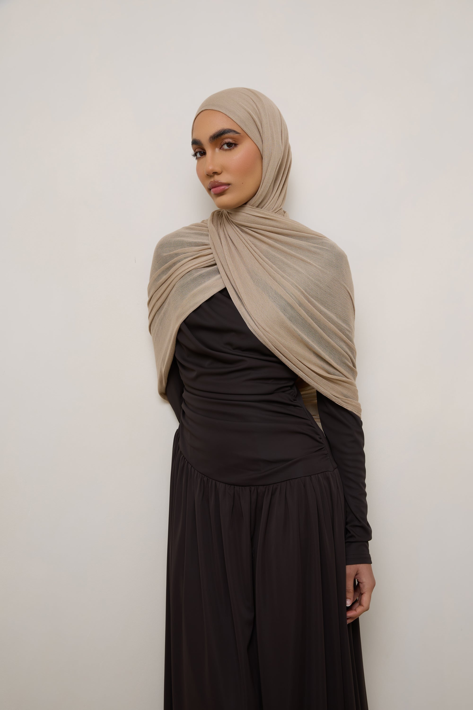 Modal Crinkle Hijab - Sand Hijabs Veiled