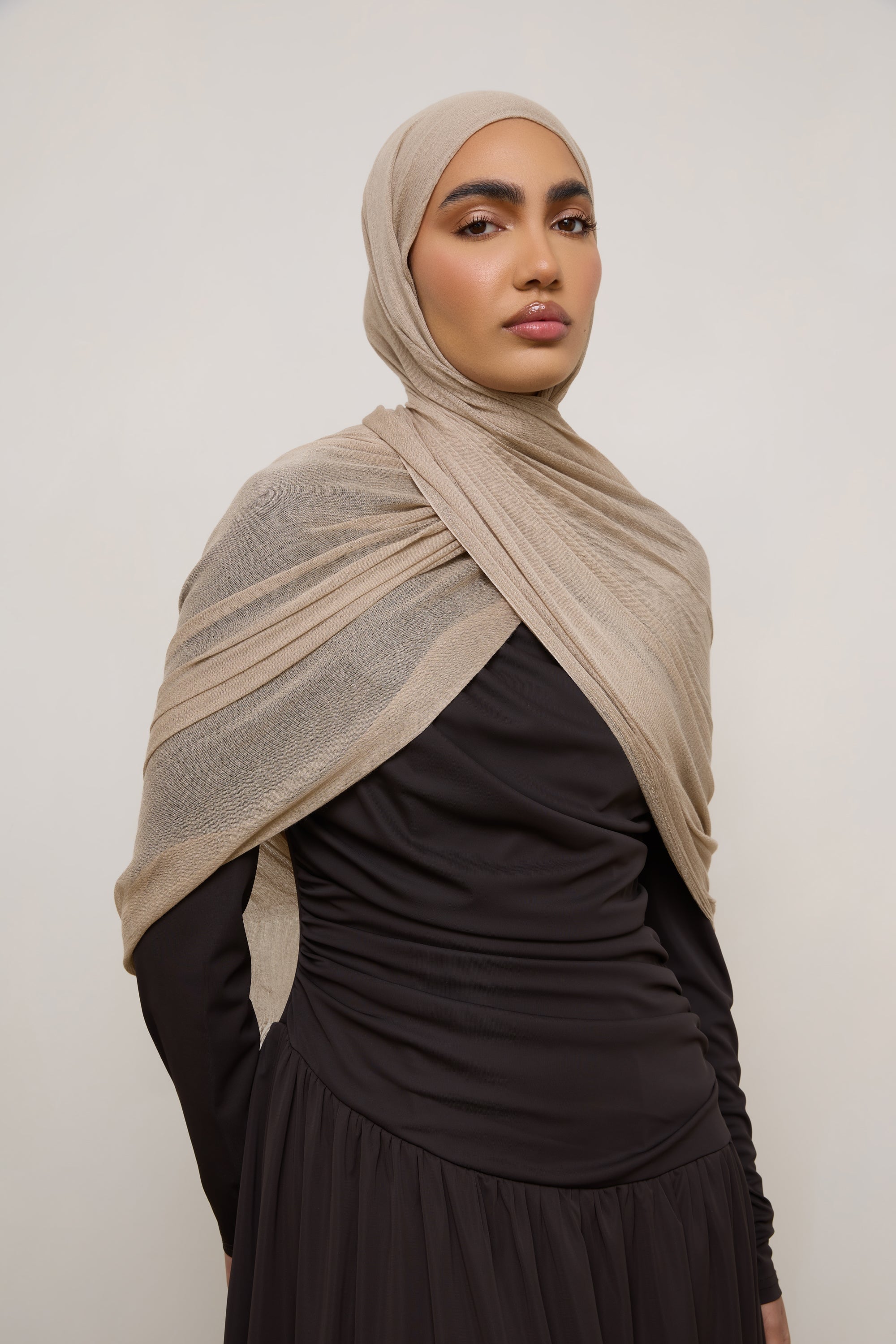Modal Crinkle Hijab - Sand Hijabs Veiled