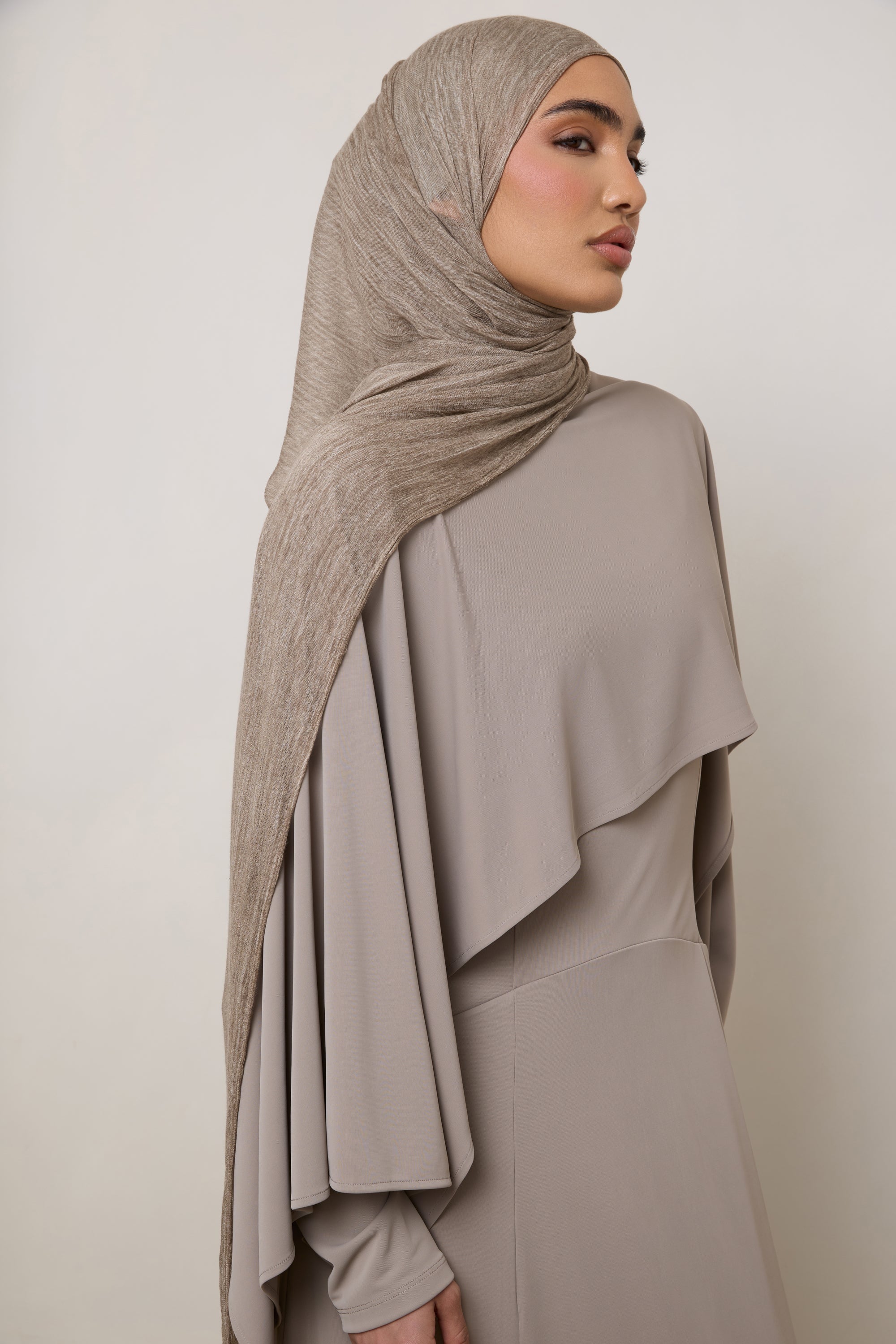 Modal Crinkle Hijab - Stone Hijabs Veiled