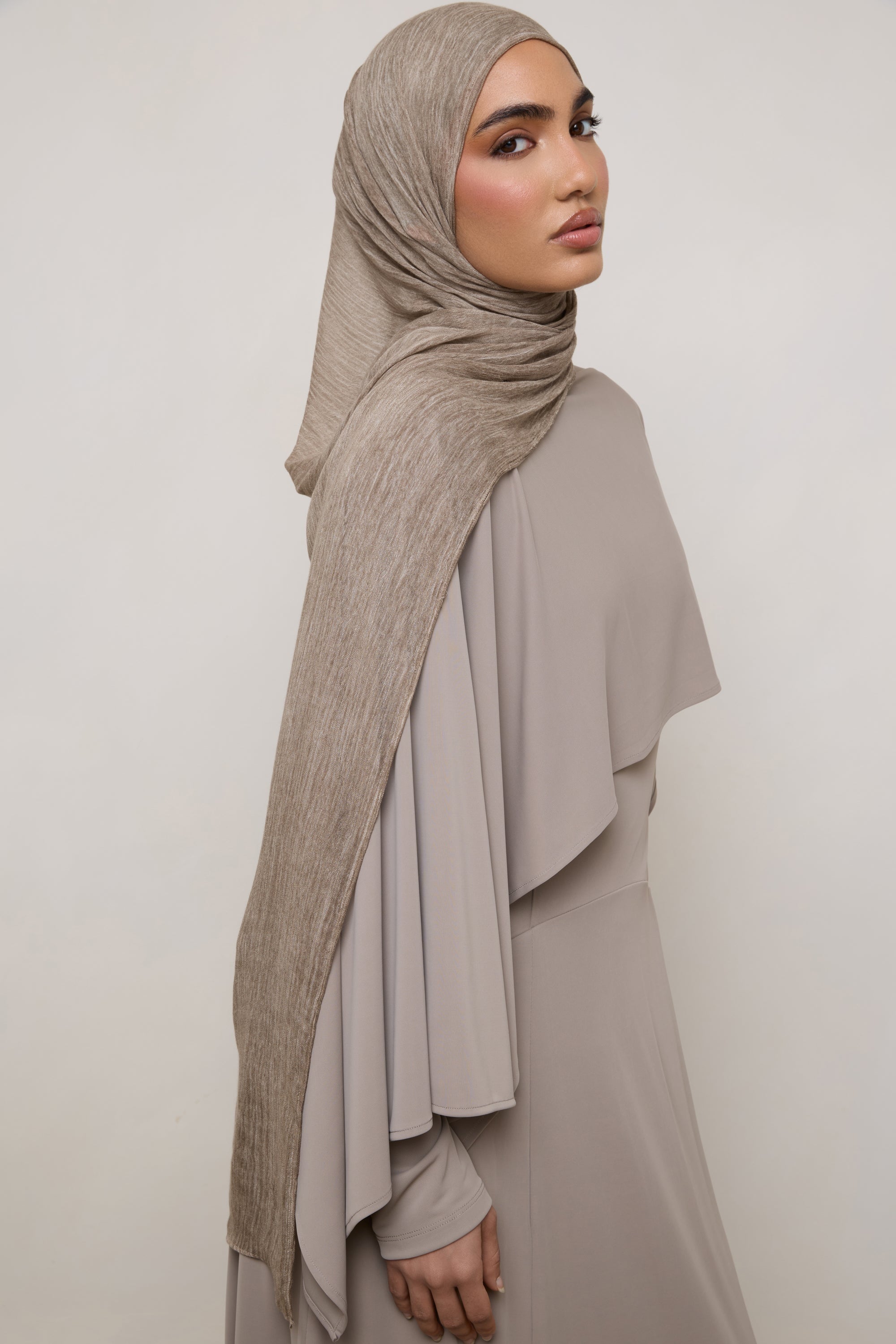 Modal Crinkle Hijab - Stone Hijabs Veiled