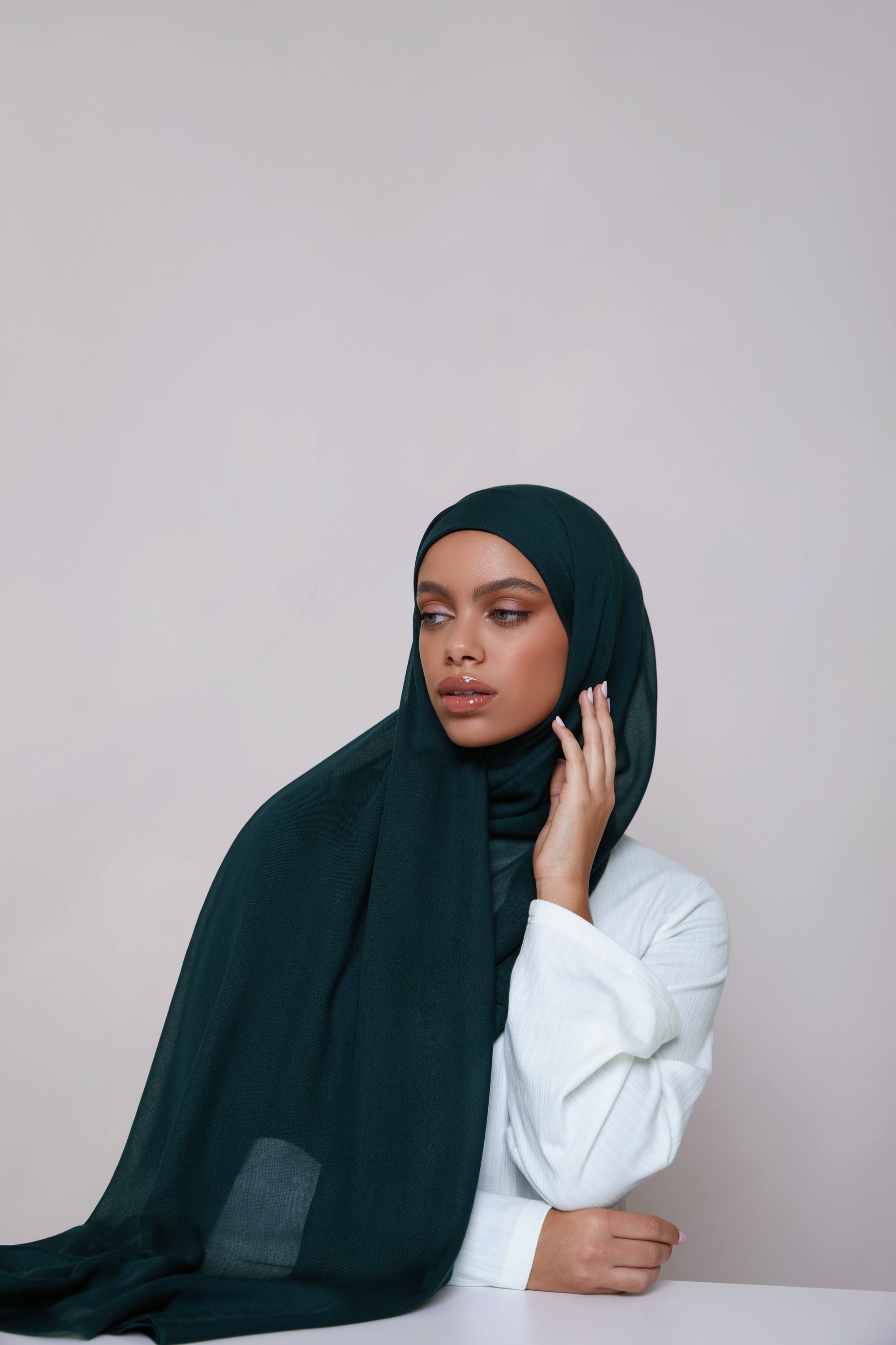 Modal Hijab - Dark Teal Veiled 