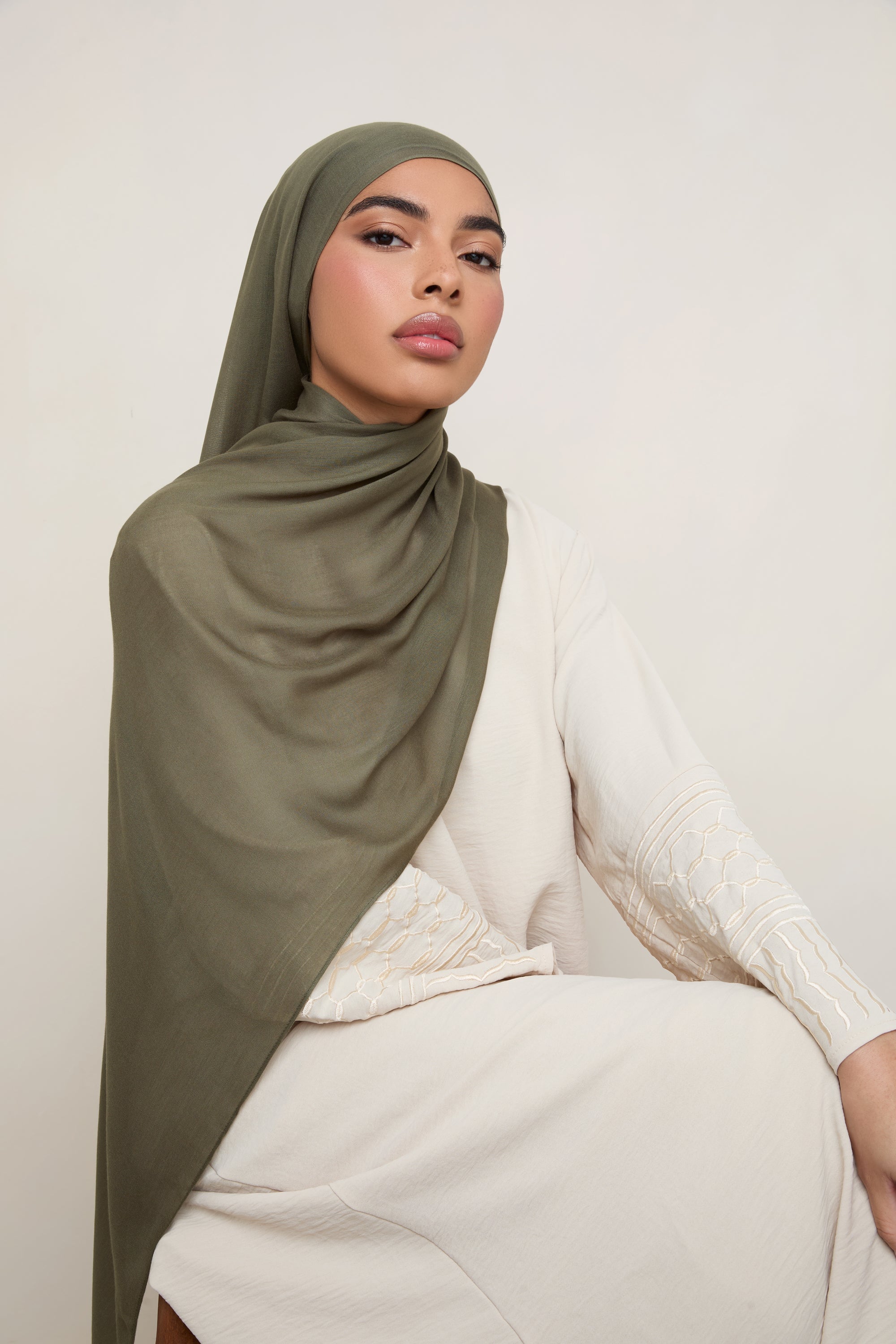 Modal Hijab - Dusty Olive Hijabs Veiled