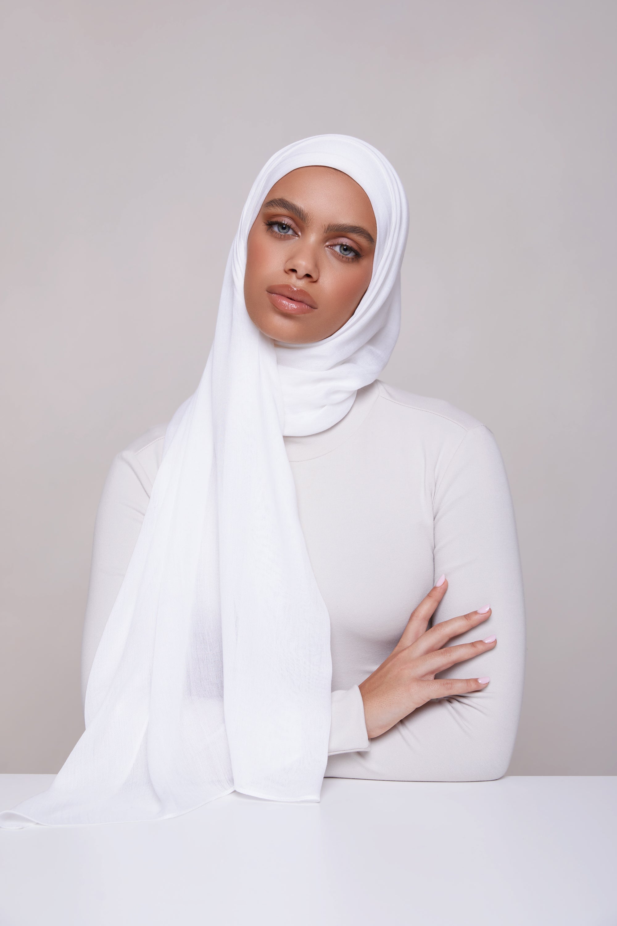 Modal Hijab - White Veiled