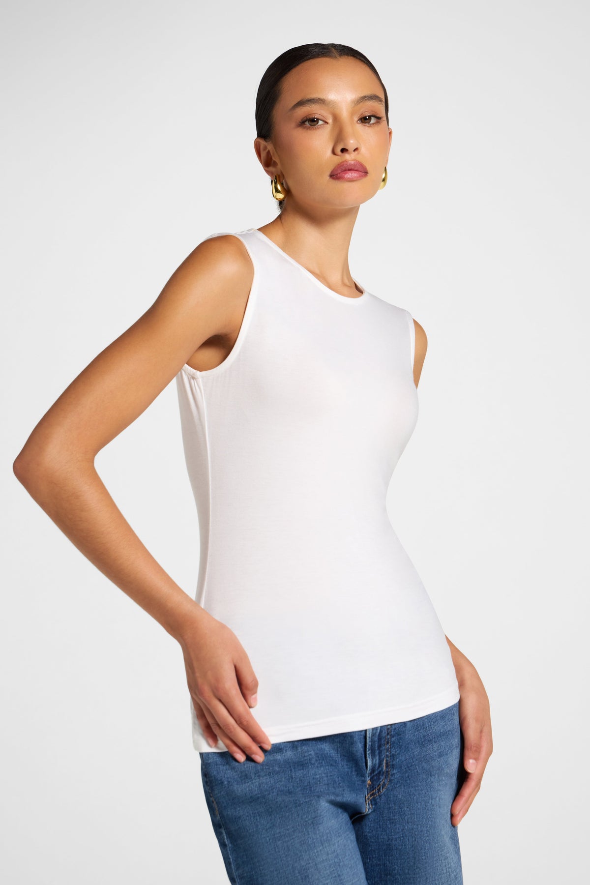 Modal Tank Top - White Veiled