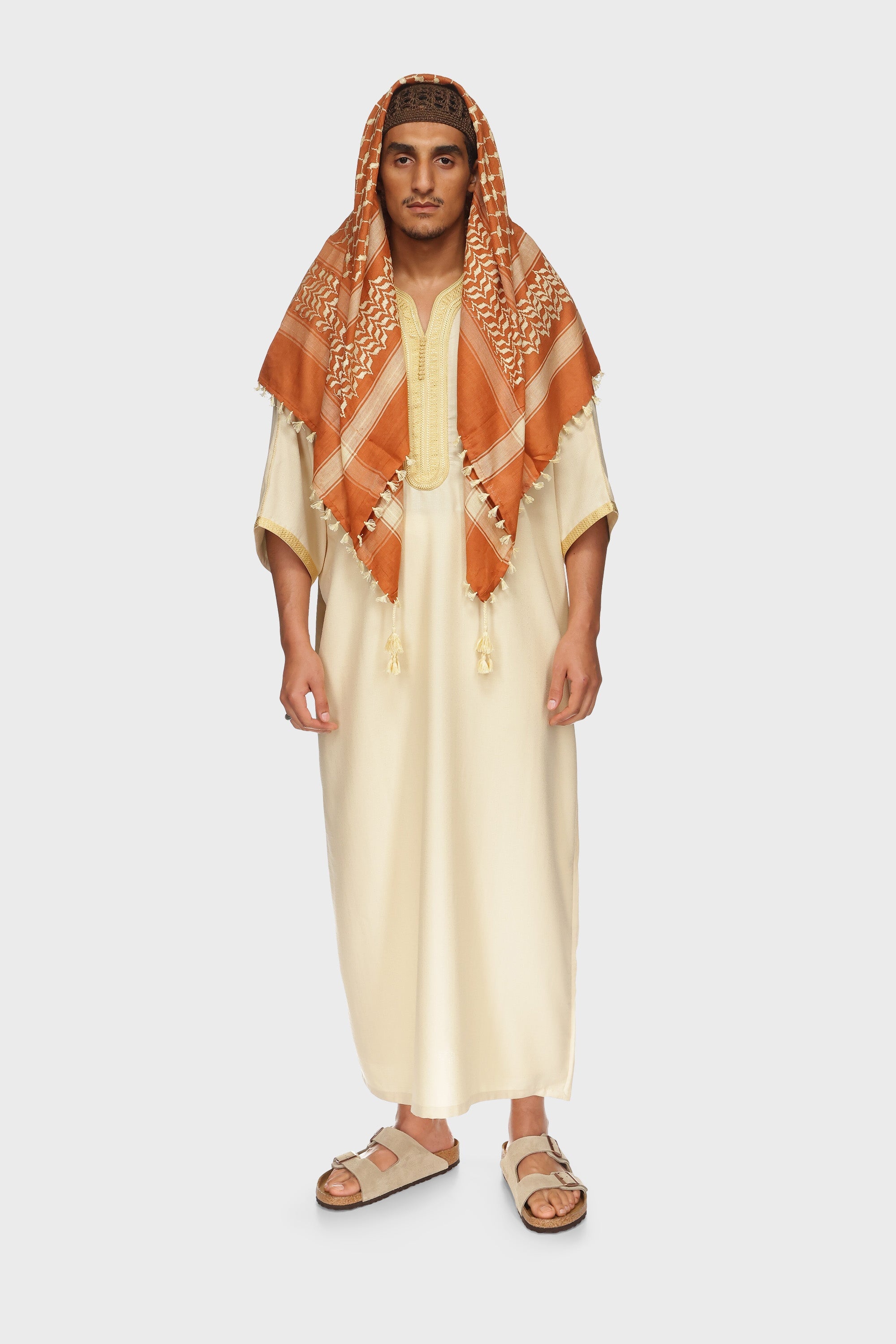 Monaco Linen Moroccan Thobe - Sand Mens Veiled