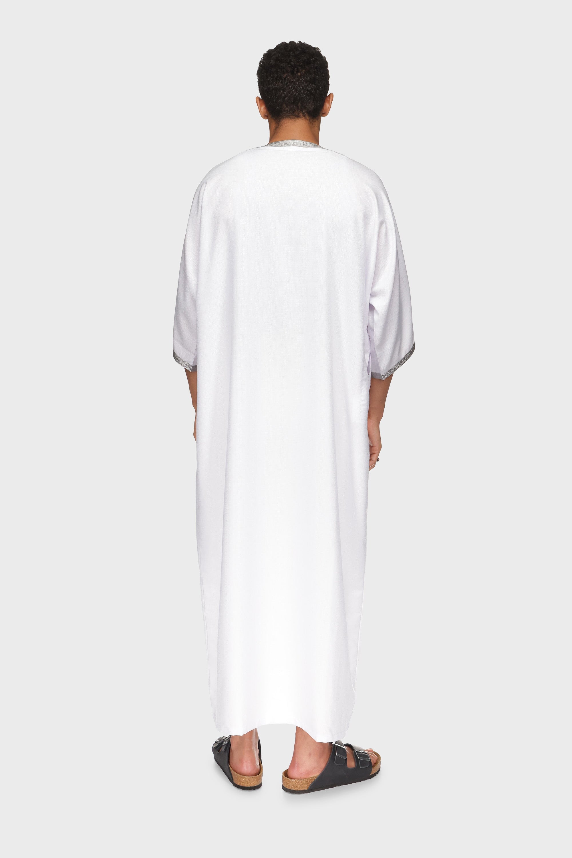 Monaco Linen Moroccan Thobe - White Mens Veiled
