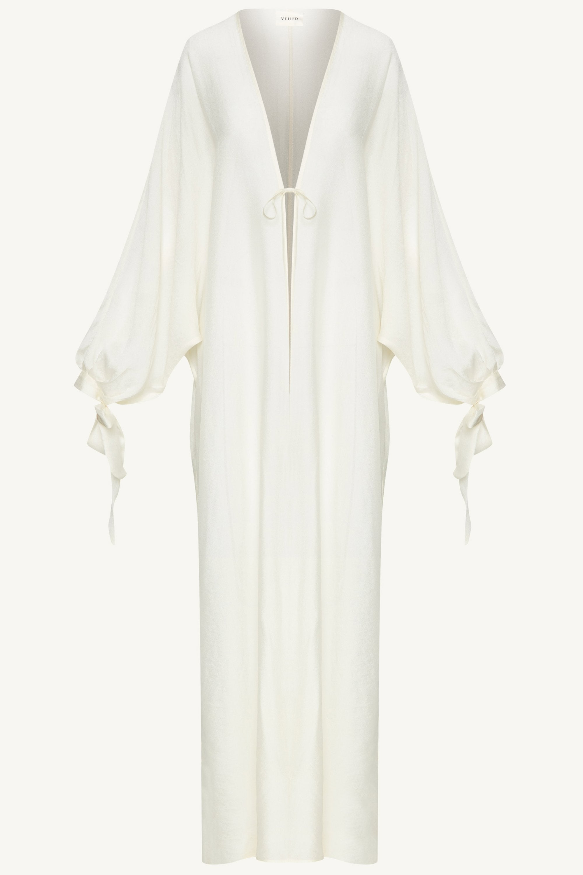 Naima Tie Front Open Abaya - Moonbeam Abayas Veiled