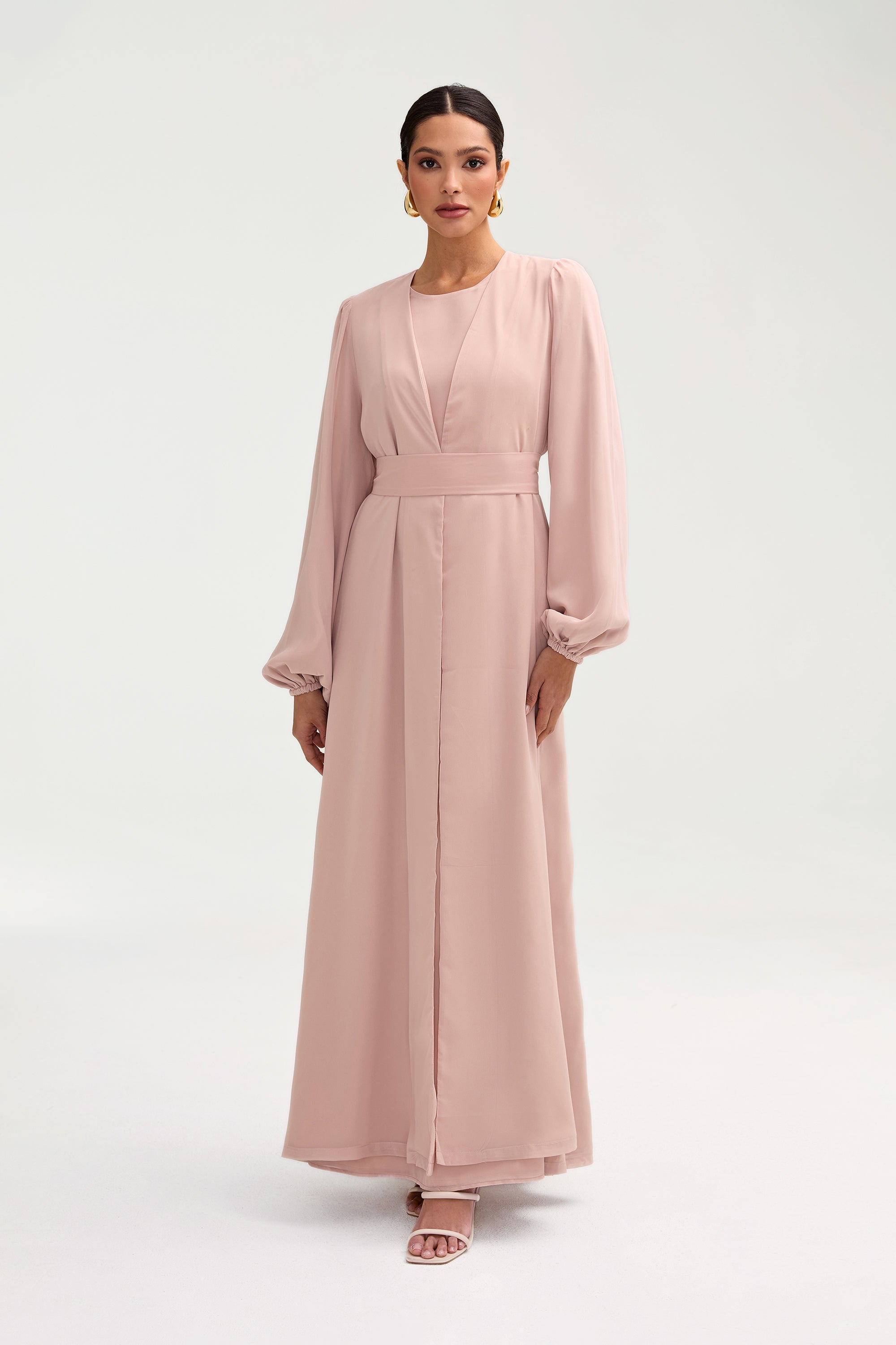 Najma Chiffon Abaya & Dress Set - Jasmine Pink Clothing Veiled 