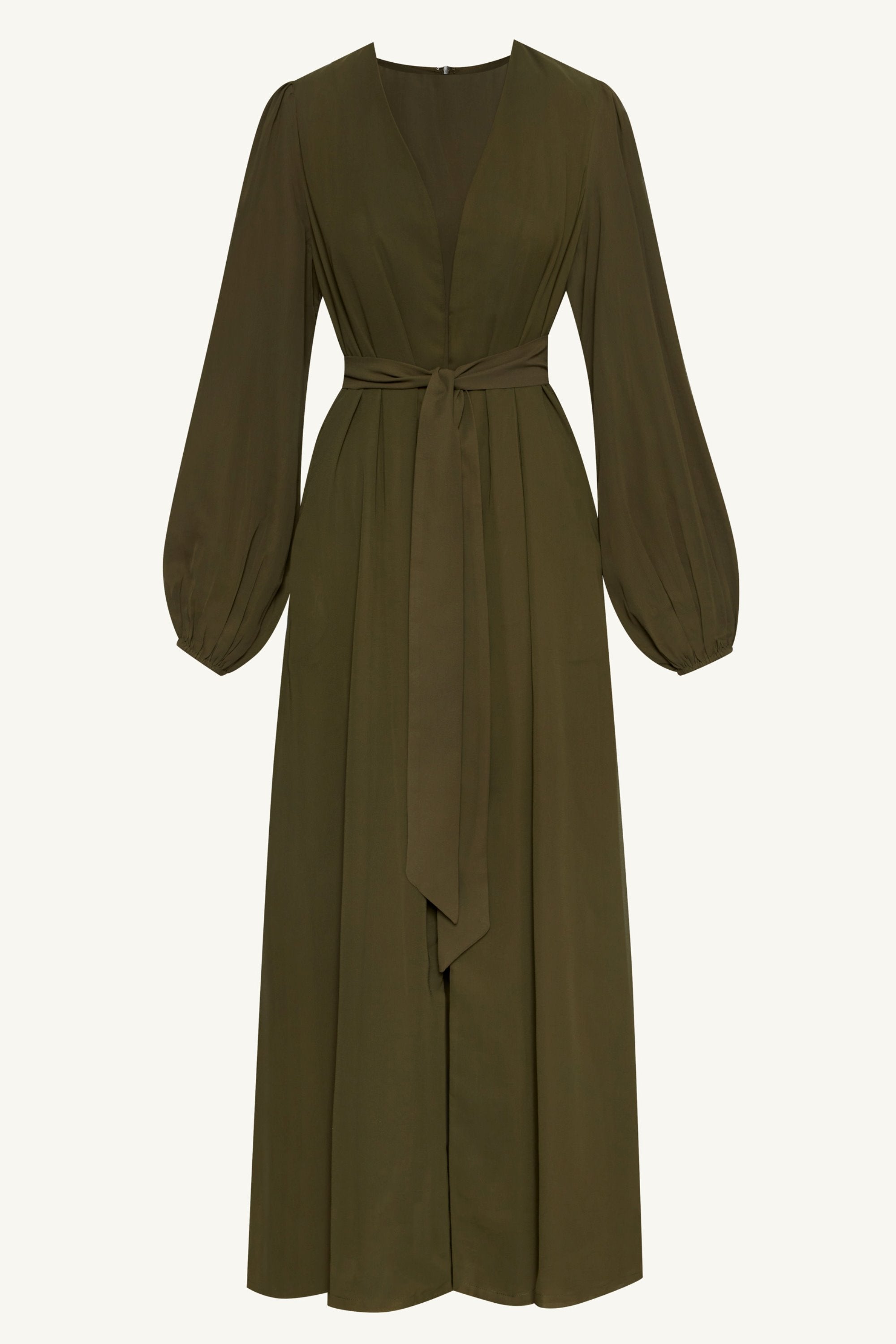 Najma Chiffon Abaya & Dress Set - Olive Clothing Veiled