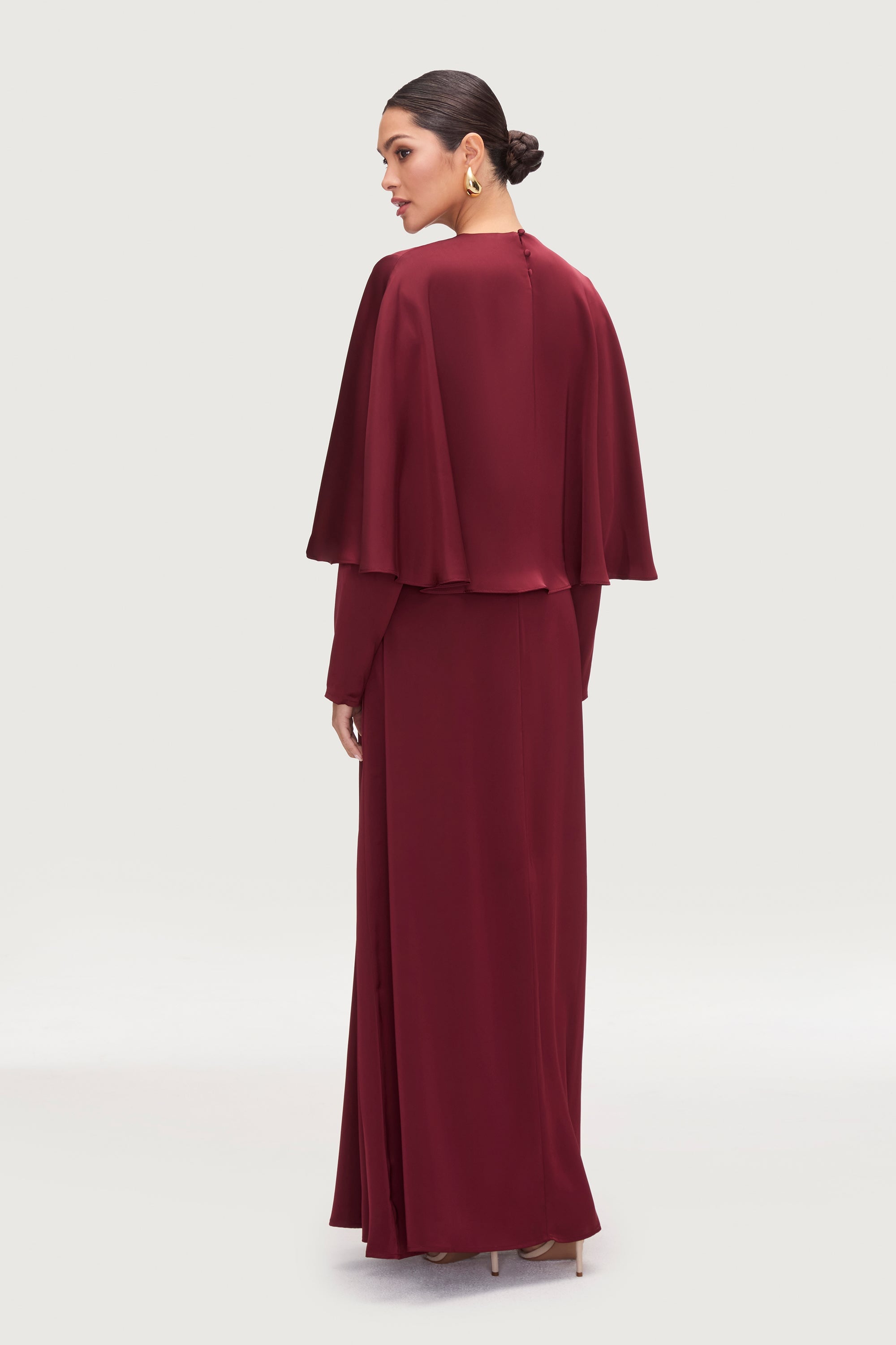 Najum Satin Cape Maxi Dress - Karaz Dresses Veiled