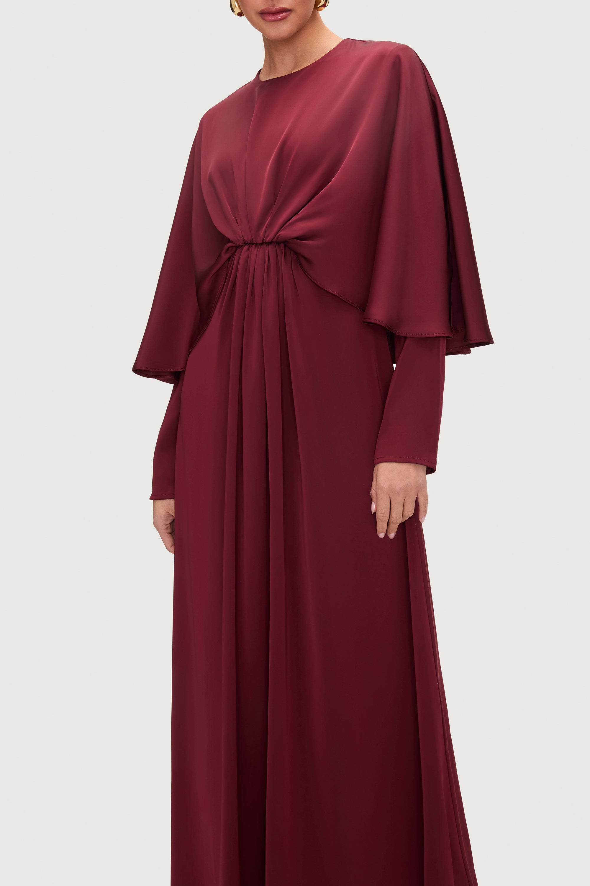 Najum Satin Cape Maxi Dress - Karaz Dresses Veiled