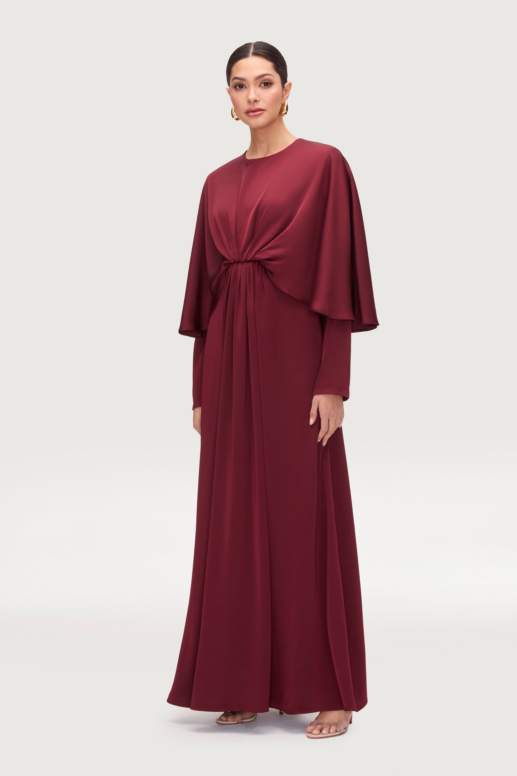 Najum Satin Cape Maxi Dress - Karaz Dresses Veiled