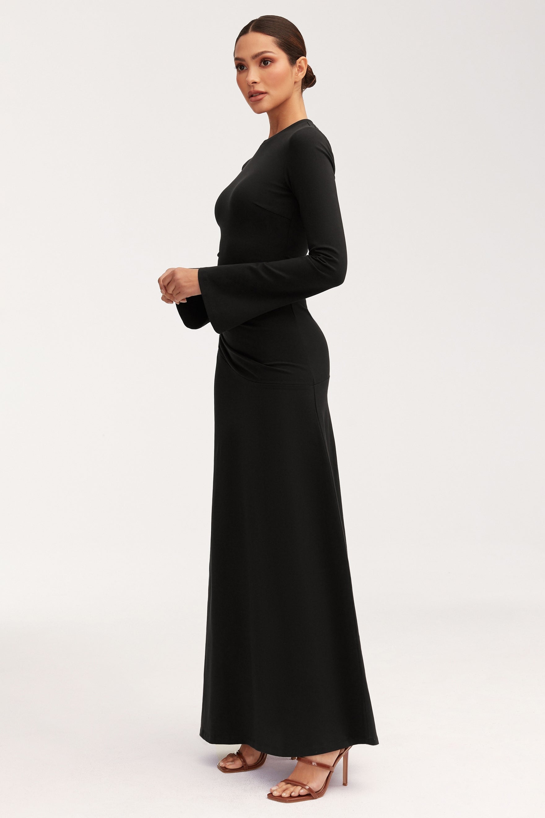 Natalie Rouched Jersey Maxi Dress - Black Dresses epschoolboard 