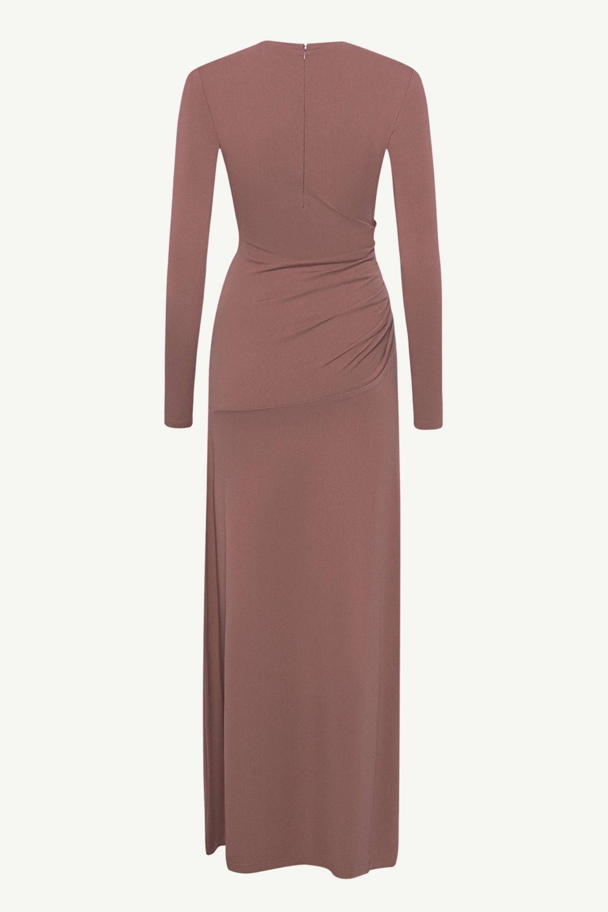 Natalie Rouched Jersey Maxi Dress - Deep Taupe Clothing epschoolboard 