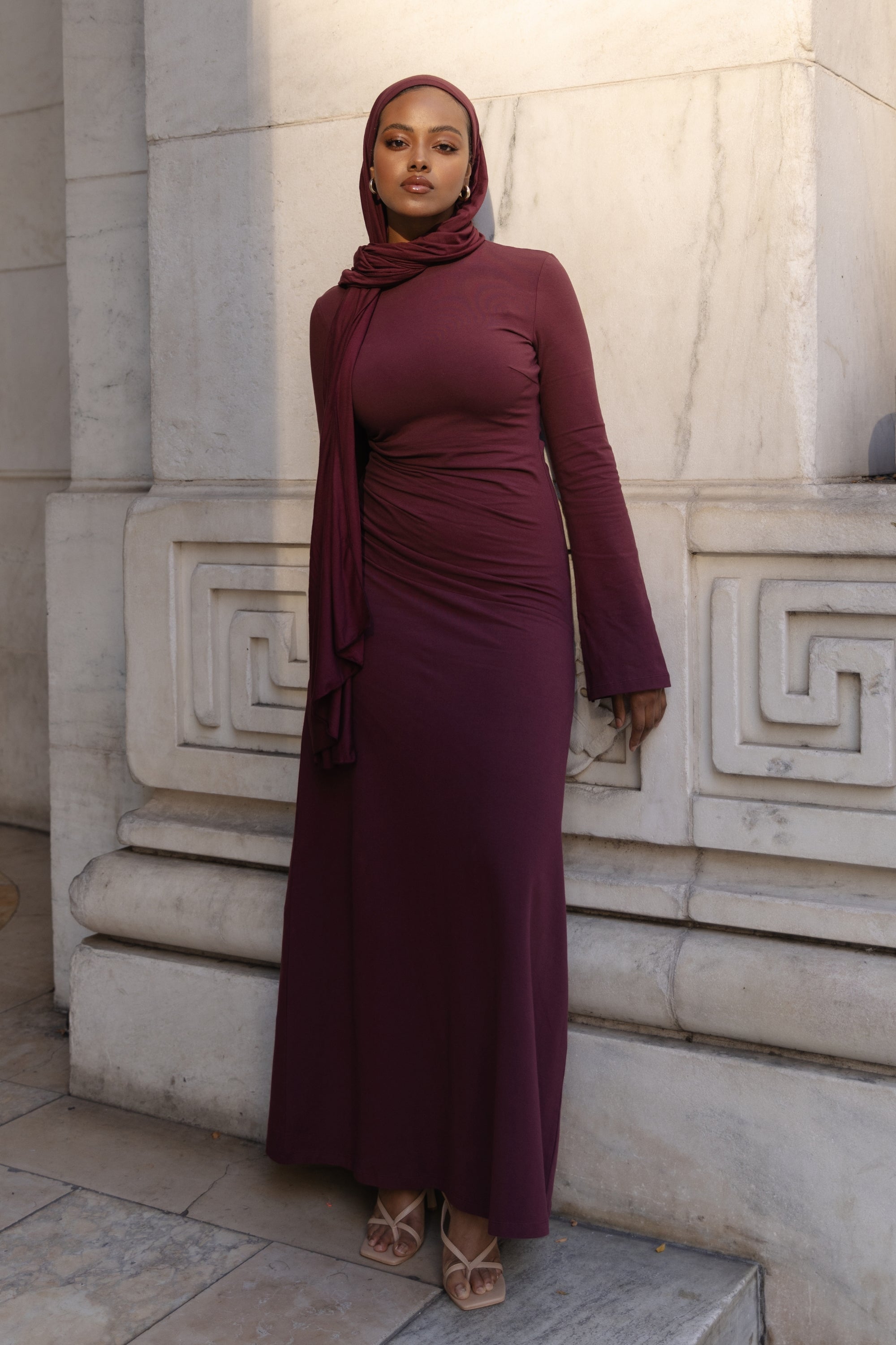 Natalie Rouched Jersey Maxi Dress - Port Royale Clothing Veiled 