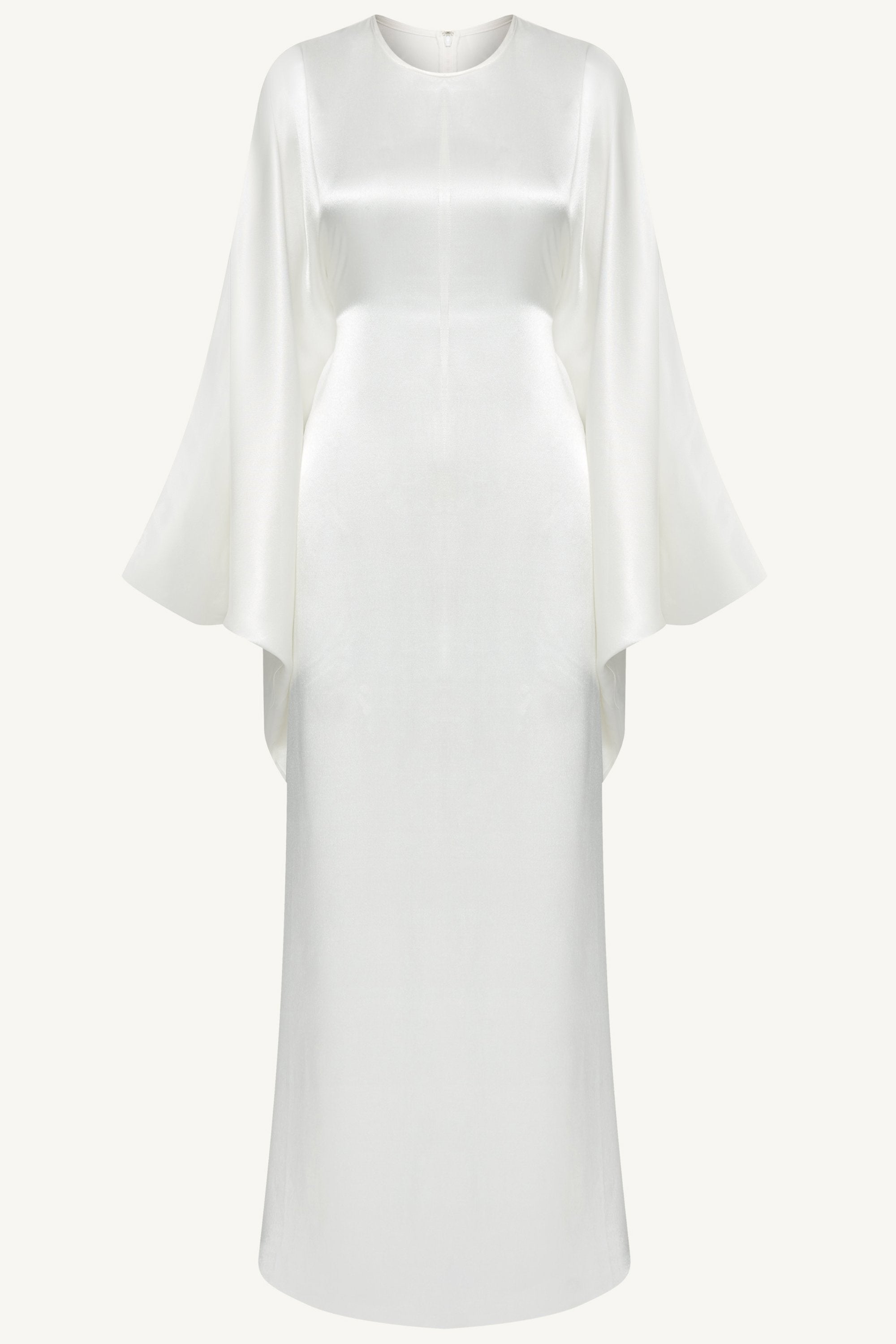 Nayla Silk Butterfly Inner Tie Abaya - White Abayas Veiled