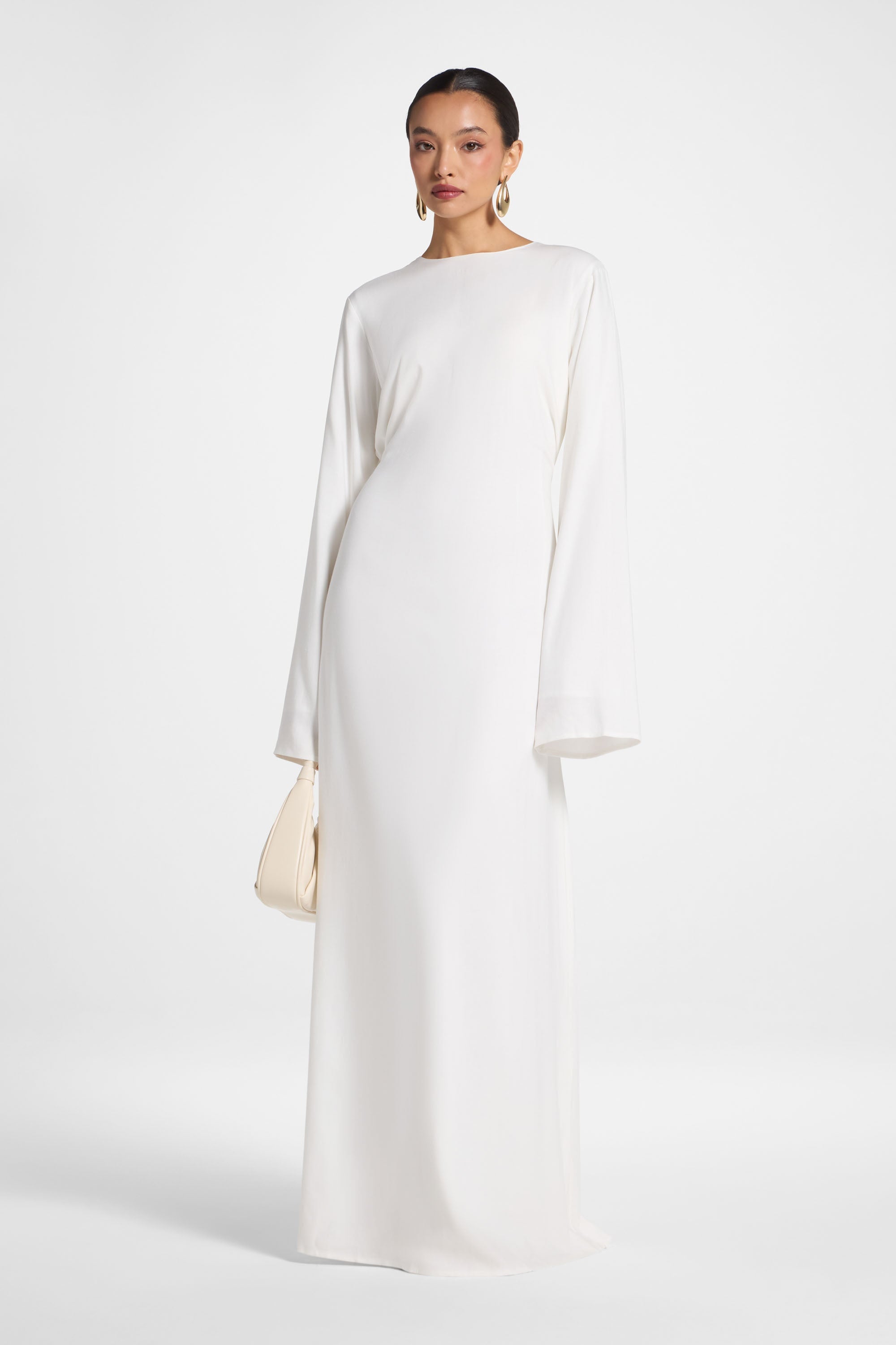 Nyla Linen Tie Maxi Dress - White Abayas Veiled
