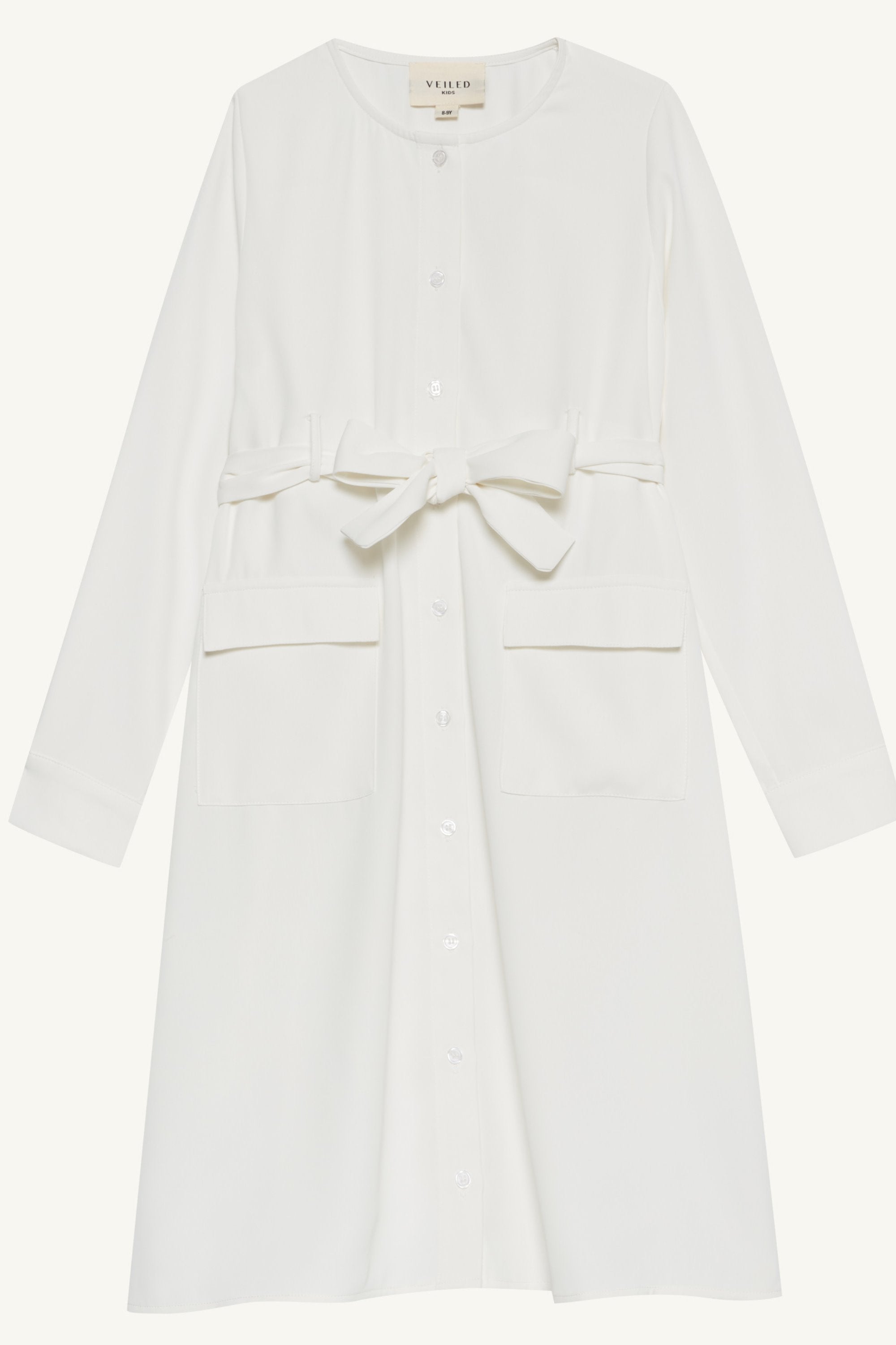 Olivia Button Down Utility Dress - White (Girls) Clothing Veiled 