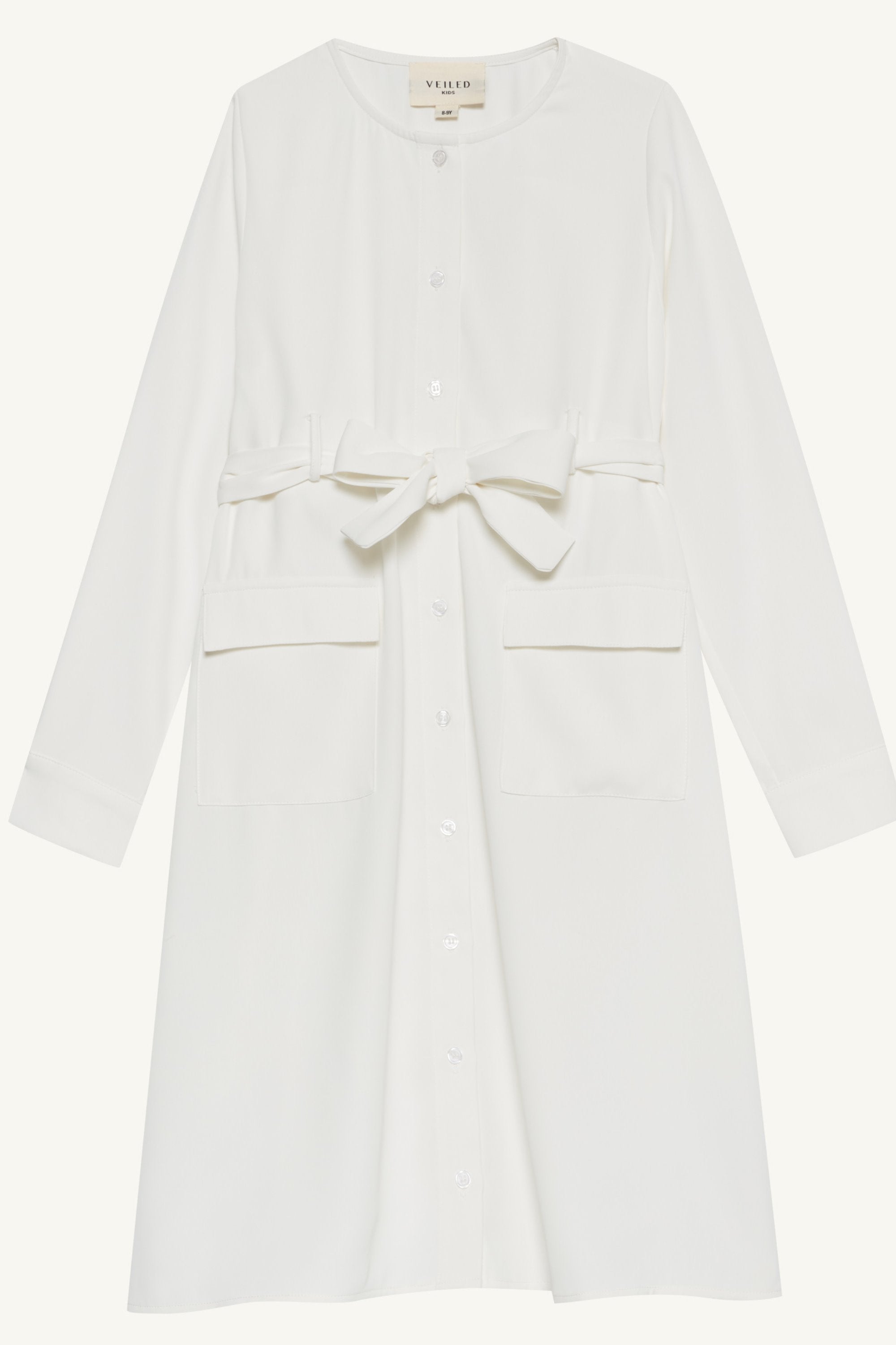 Olivia Button Down Utility Dress - White (Girls) Clothing Veiled