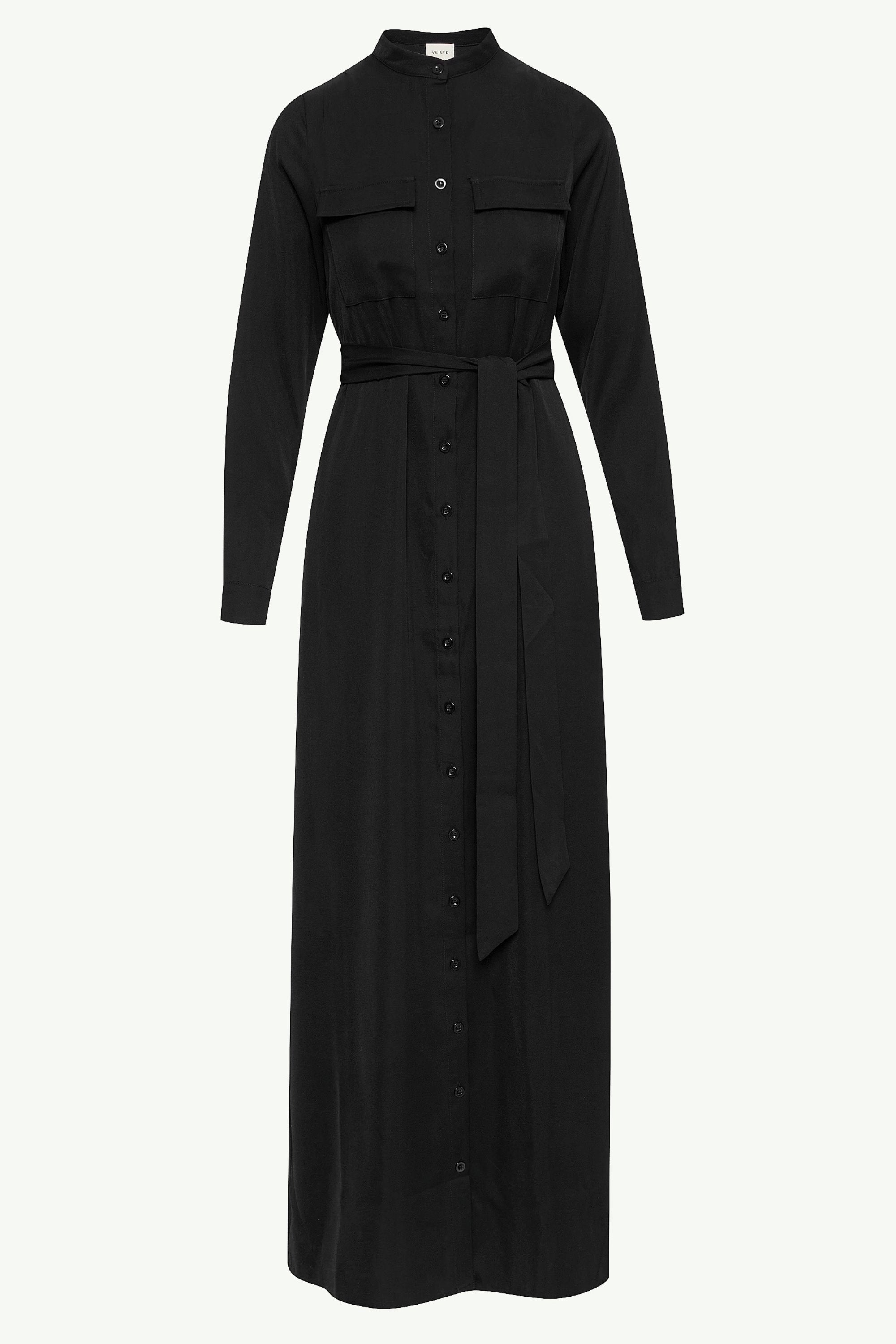 Olivia Button Down Utility Maxi Dress - Black Clothing epschoolboard 