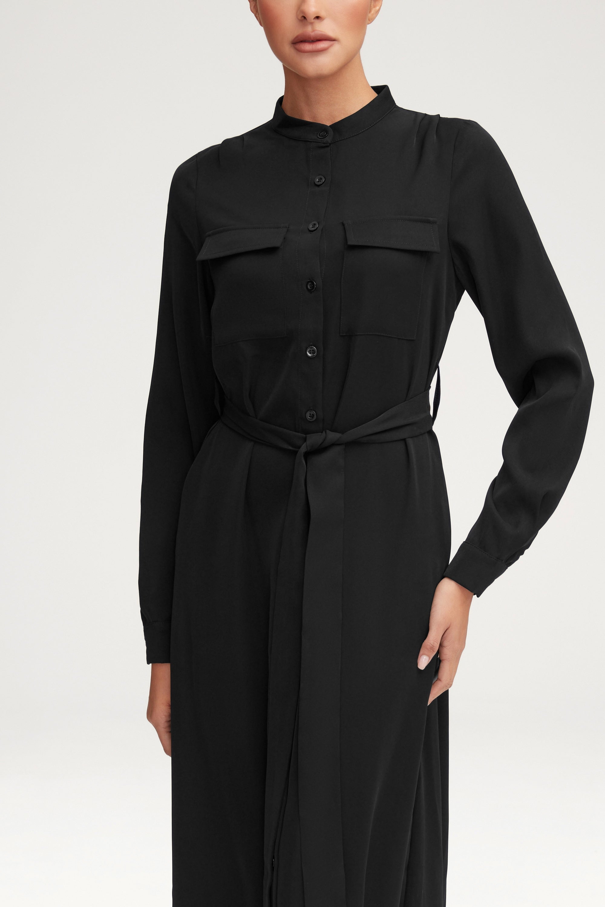 Olivia Button Down Utility Maxi Dress - Black Clothing epschoolboard 