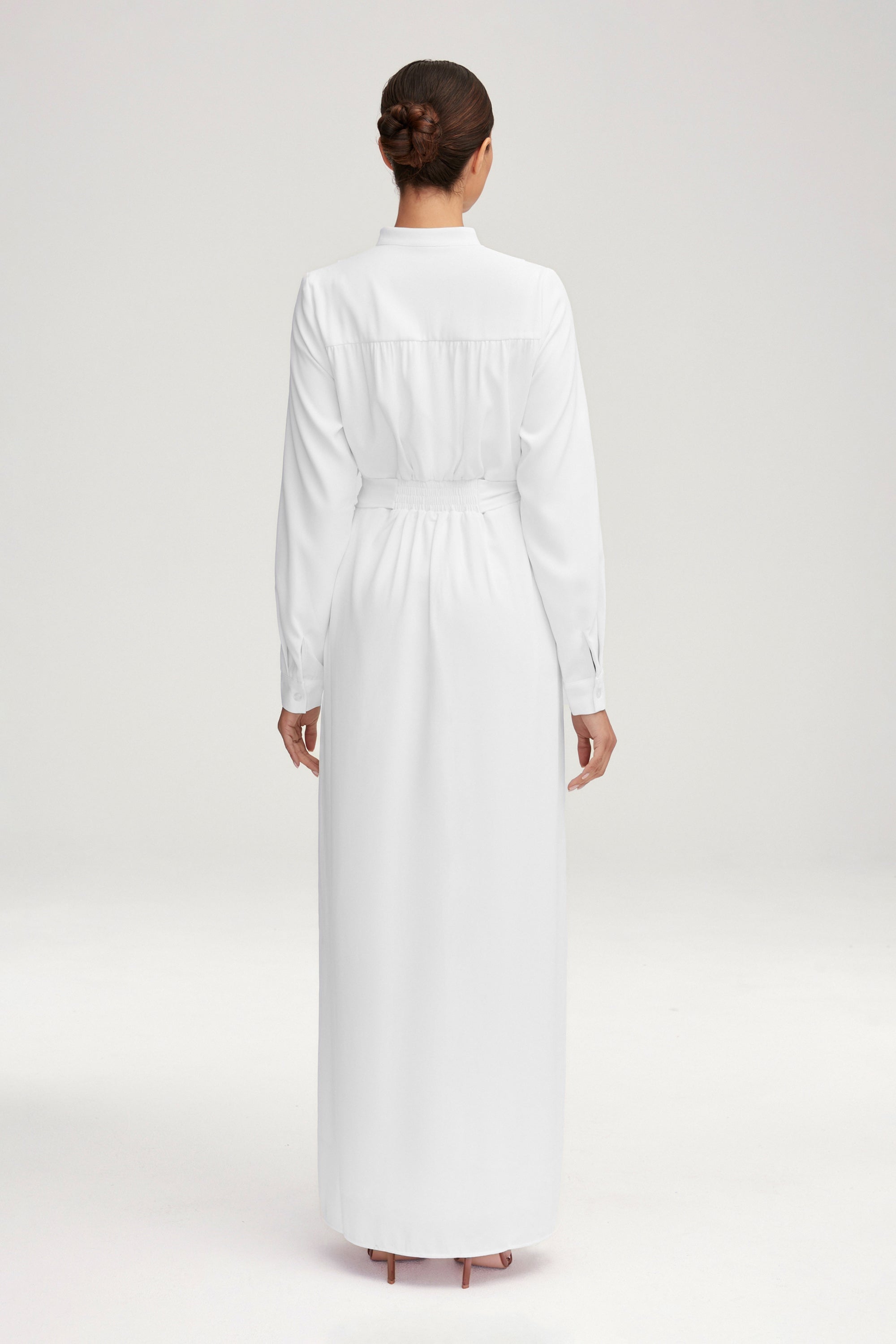 Olivia Button Down Utility Maxi Dress - White Clothing epschoolboard 