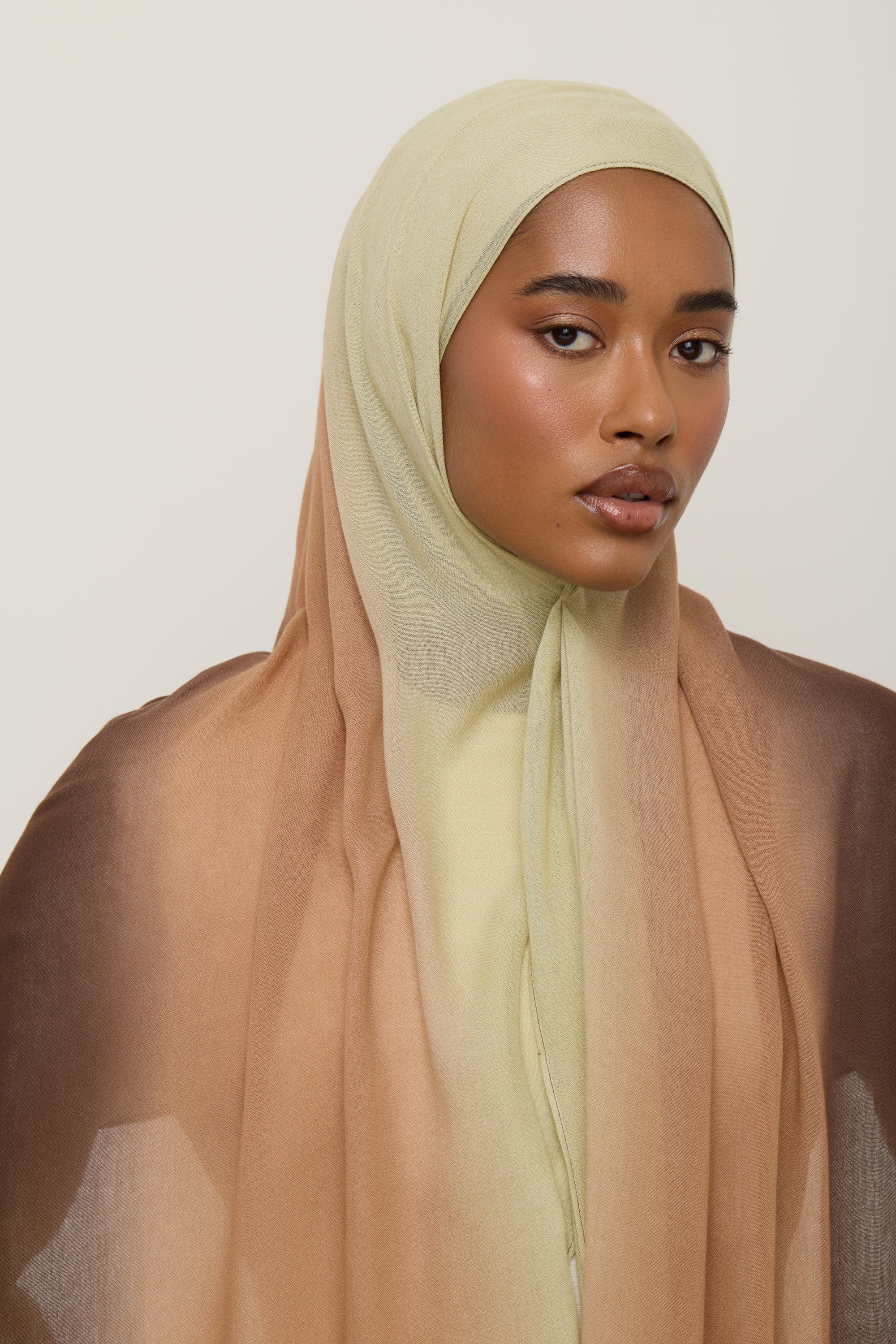 Ombre Modal Hijab - Chocolate Pistachio Hijab Veiled