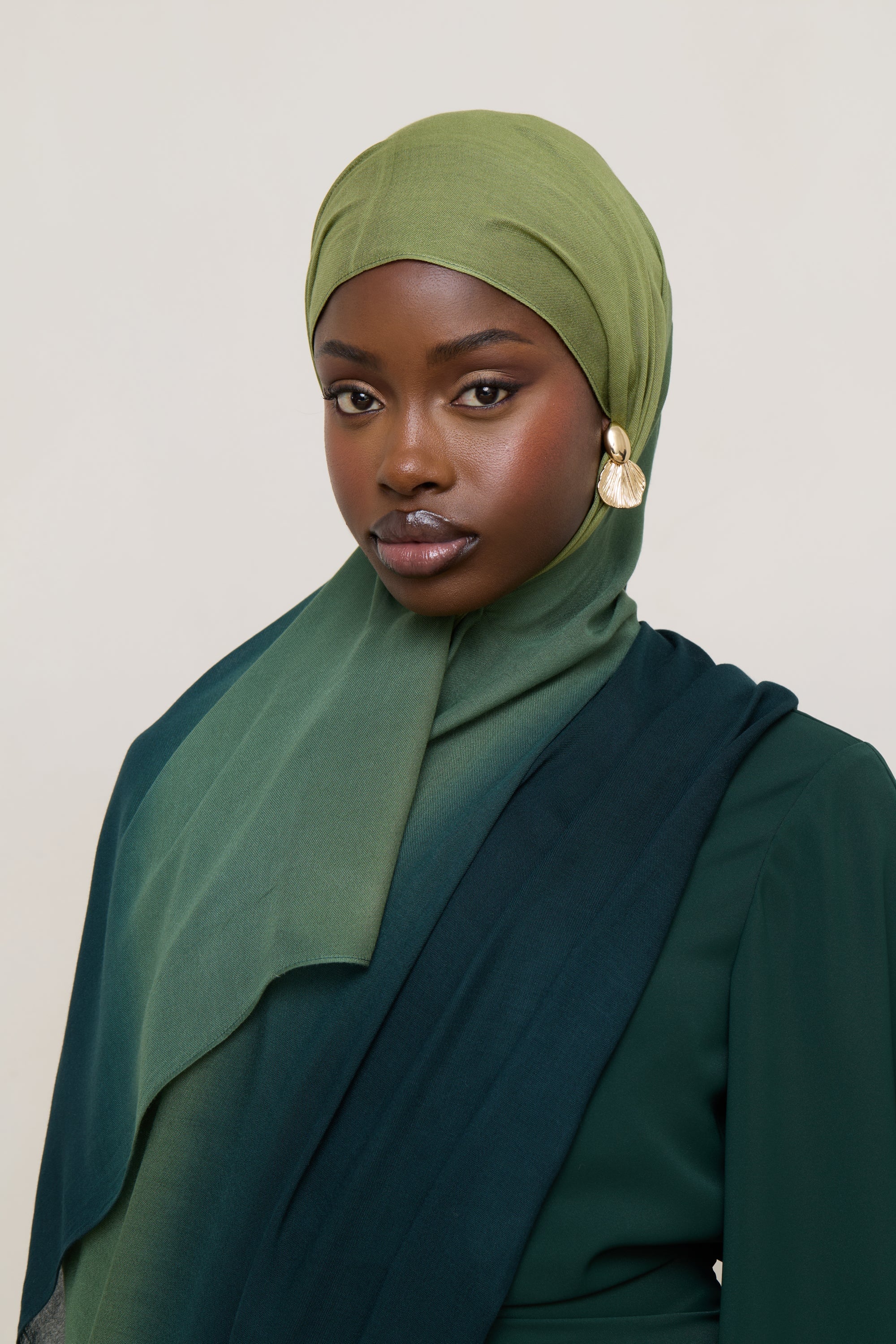 Ombre Modal Hijab - Olive Foam Hijabs Veiled