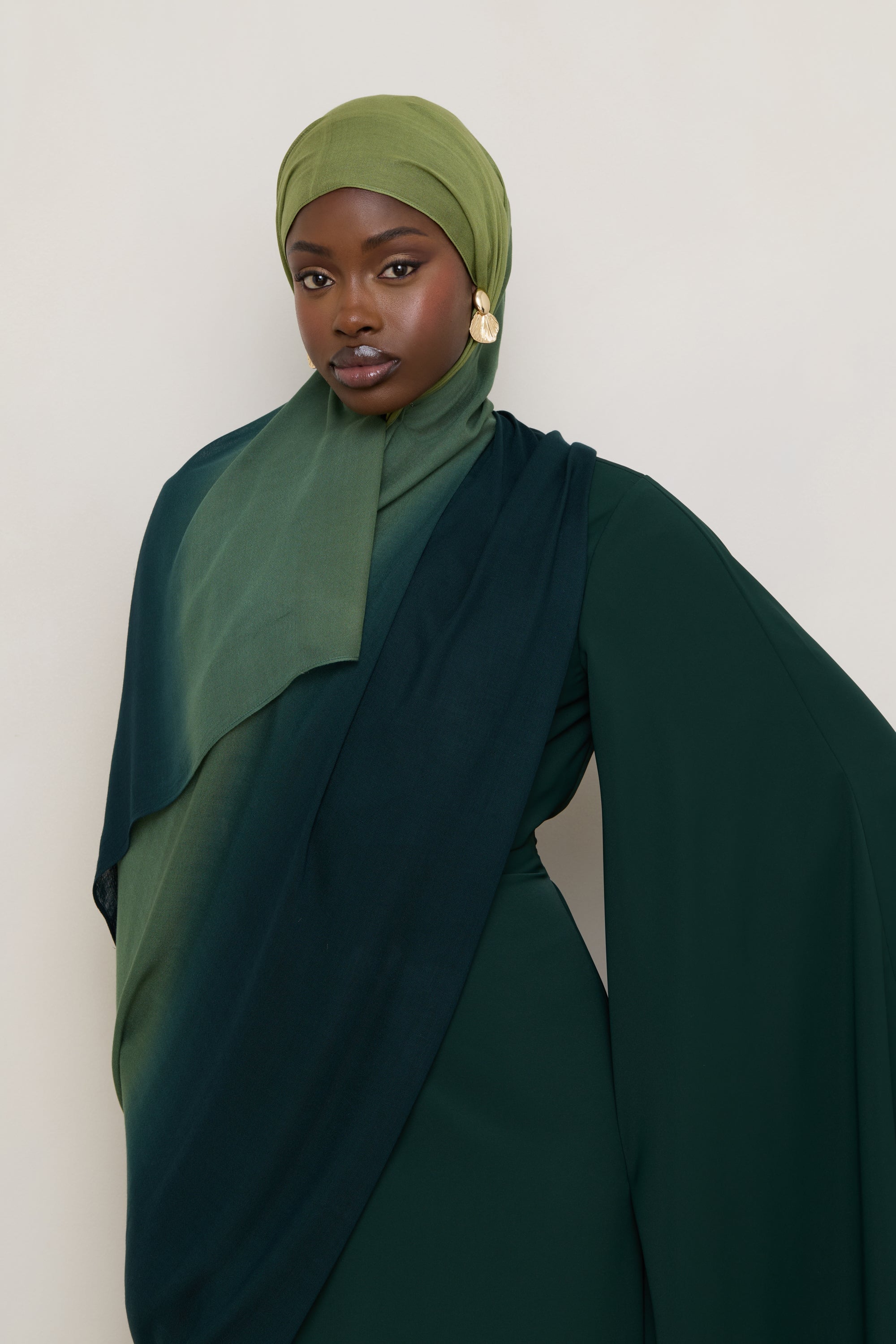 Ombre Modal Hijab - Olive Foam Hijabs Veiled