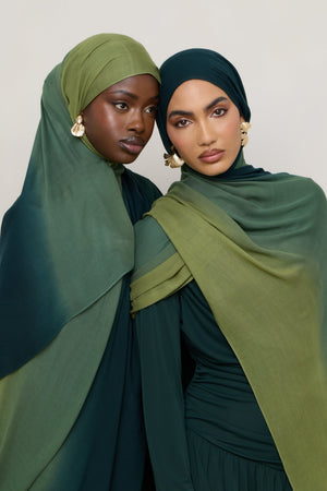 Ombre Modal Hijab - Olive Foam