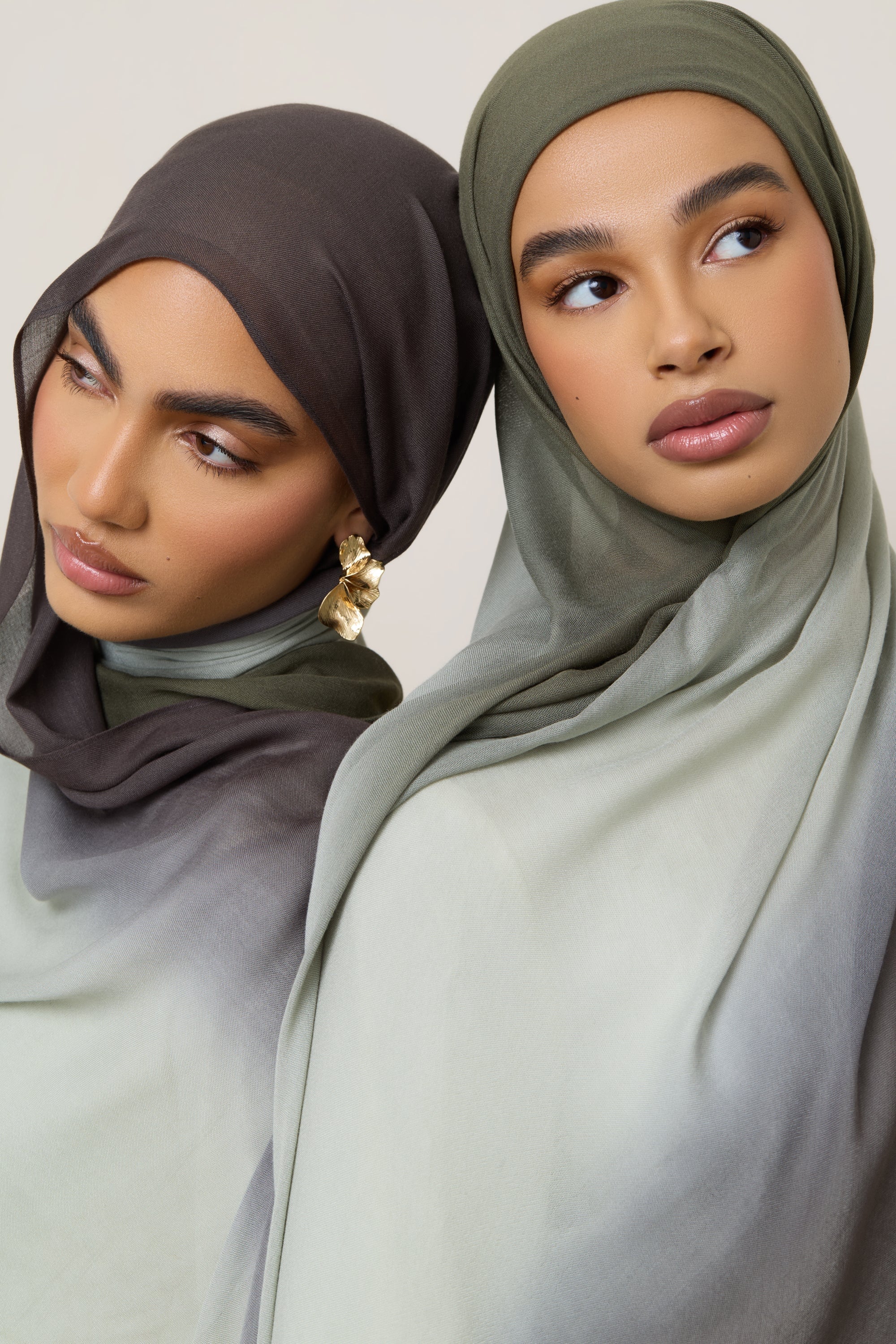 Ombre Modal Hijab - Olive Grey Hijabs Veiled
