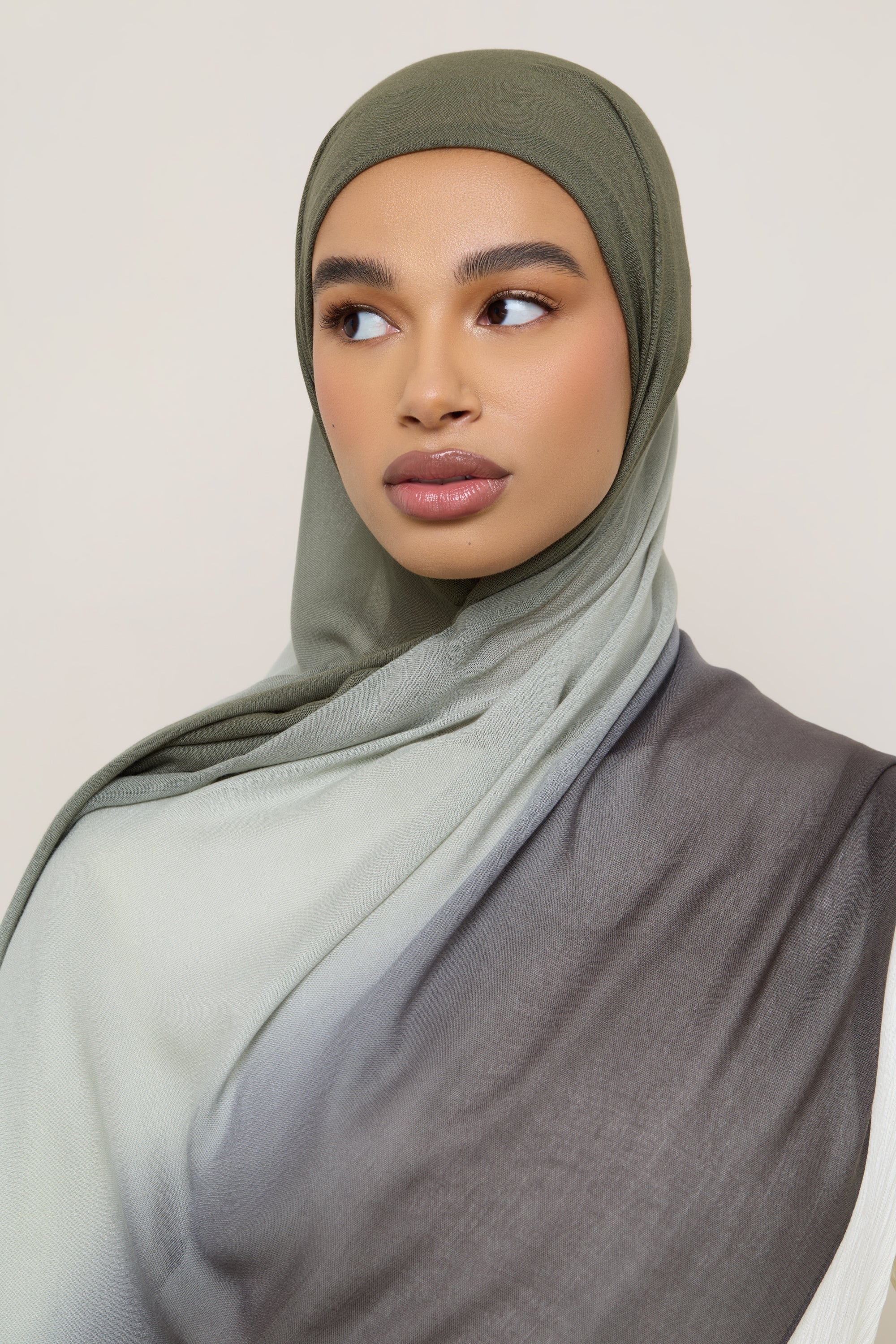 Ombre Modal Hijab - Olive Grey Hijabs Veiled