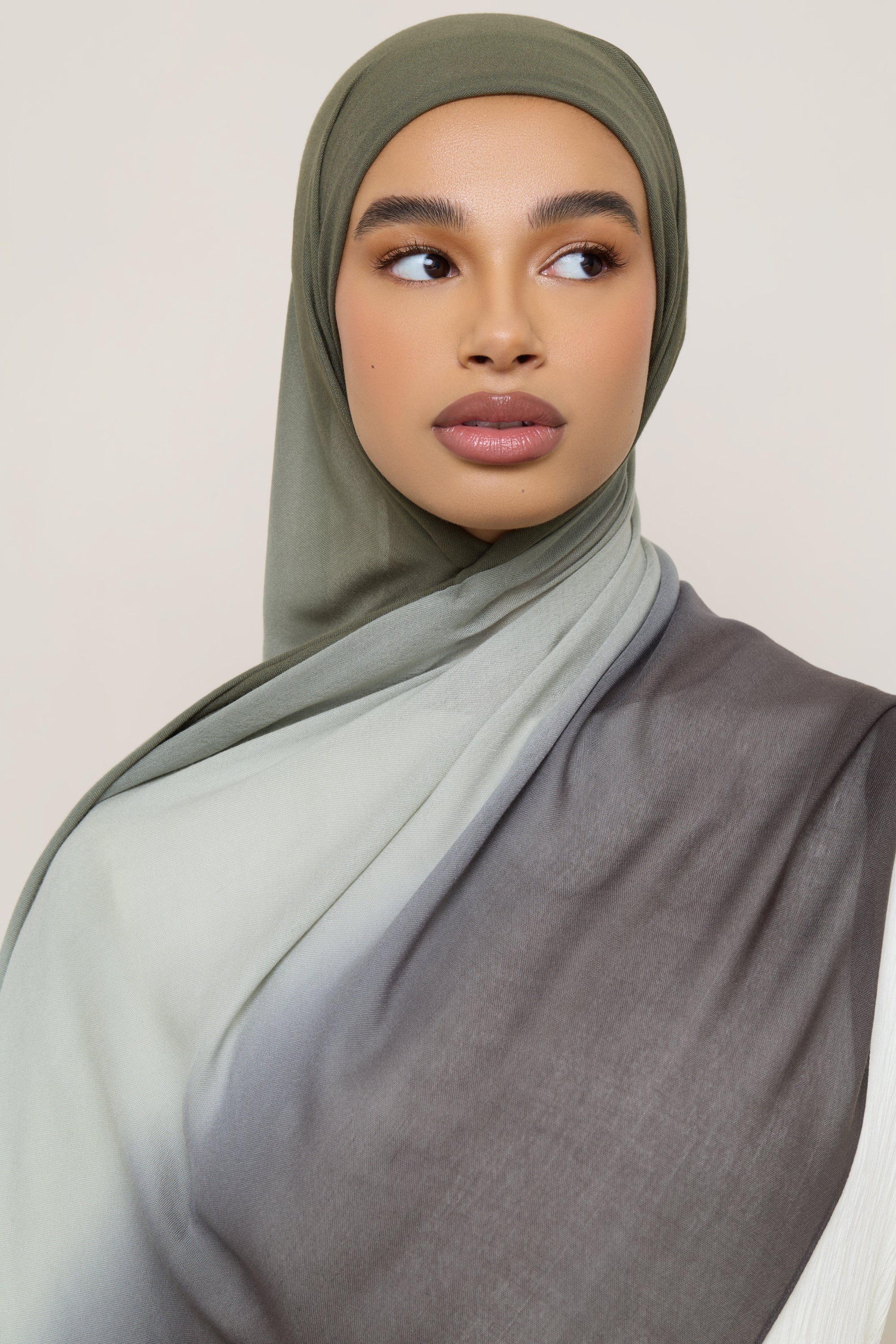 Ombre Modal Hijab - Olive Grey Hijabs Veiled