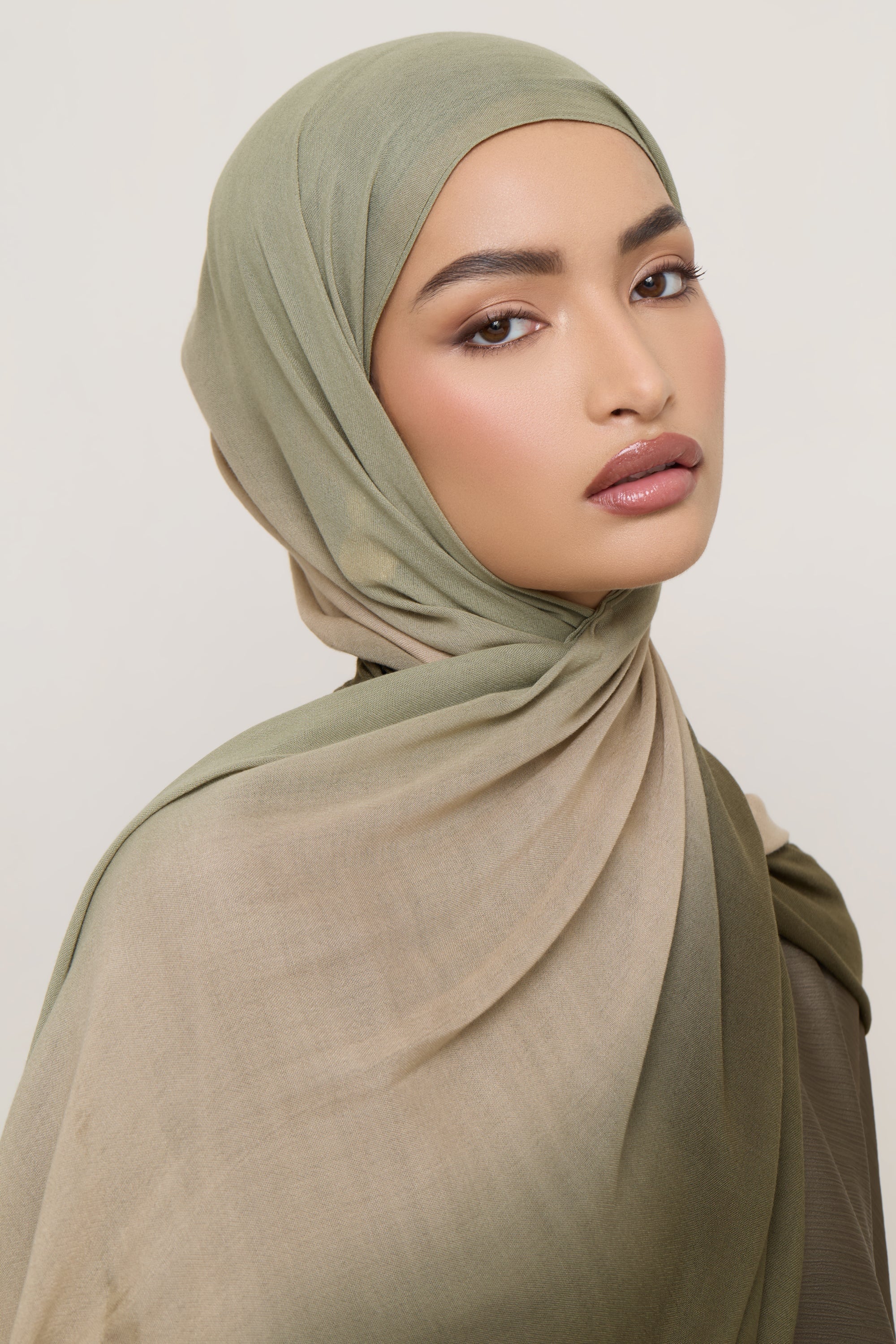 Ombre Modal Hijab - Olive Nougat Hijabs Veiled