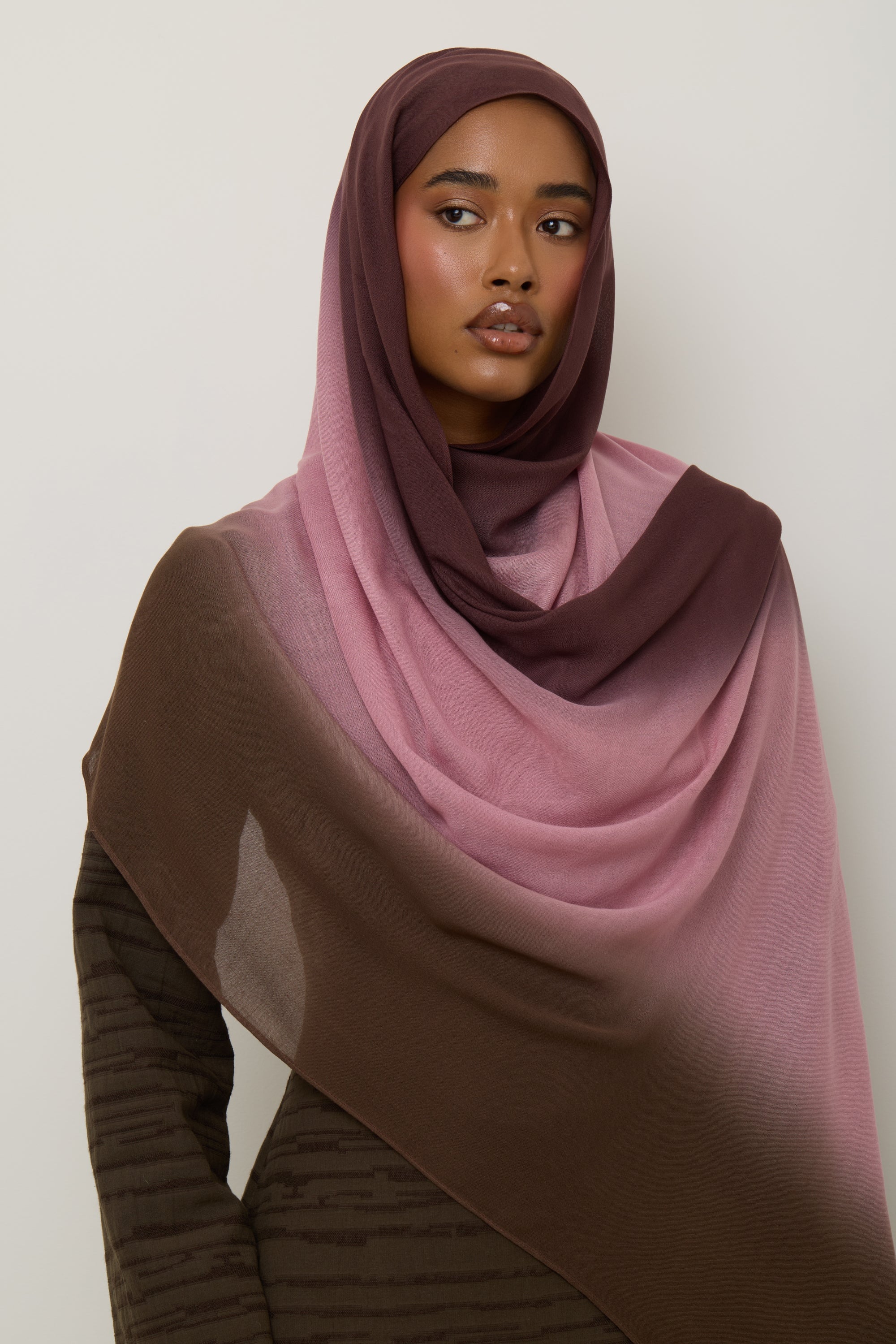 Ombre Modal Hijab - Plum Fudge Hijabs Veiled
