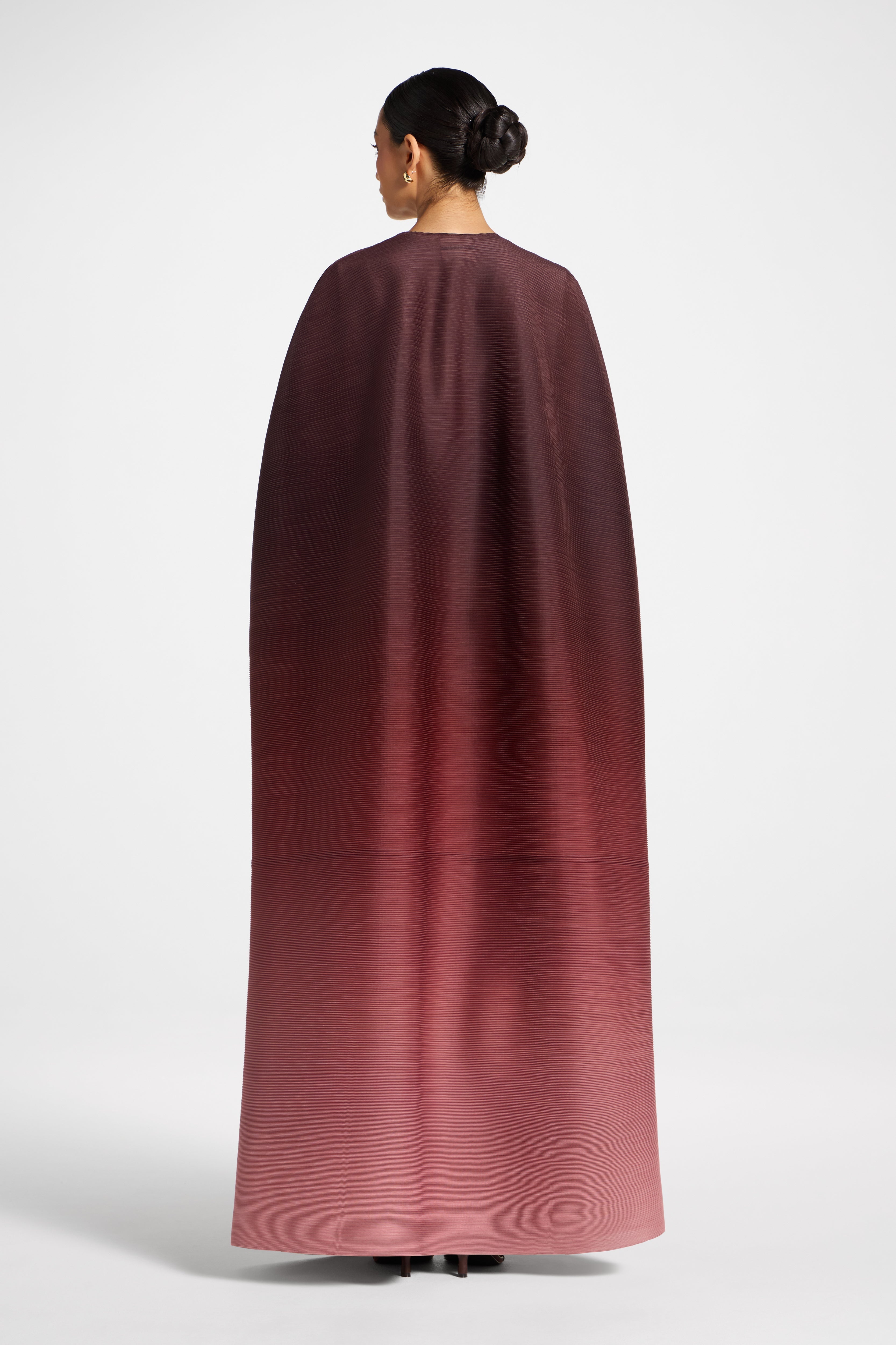 Ombre Pleated Open Abaya - Mocha Rose Abayas Veiled