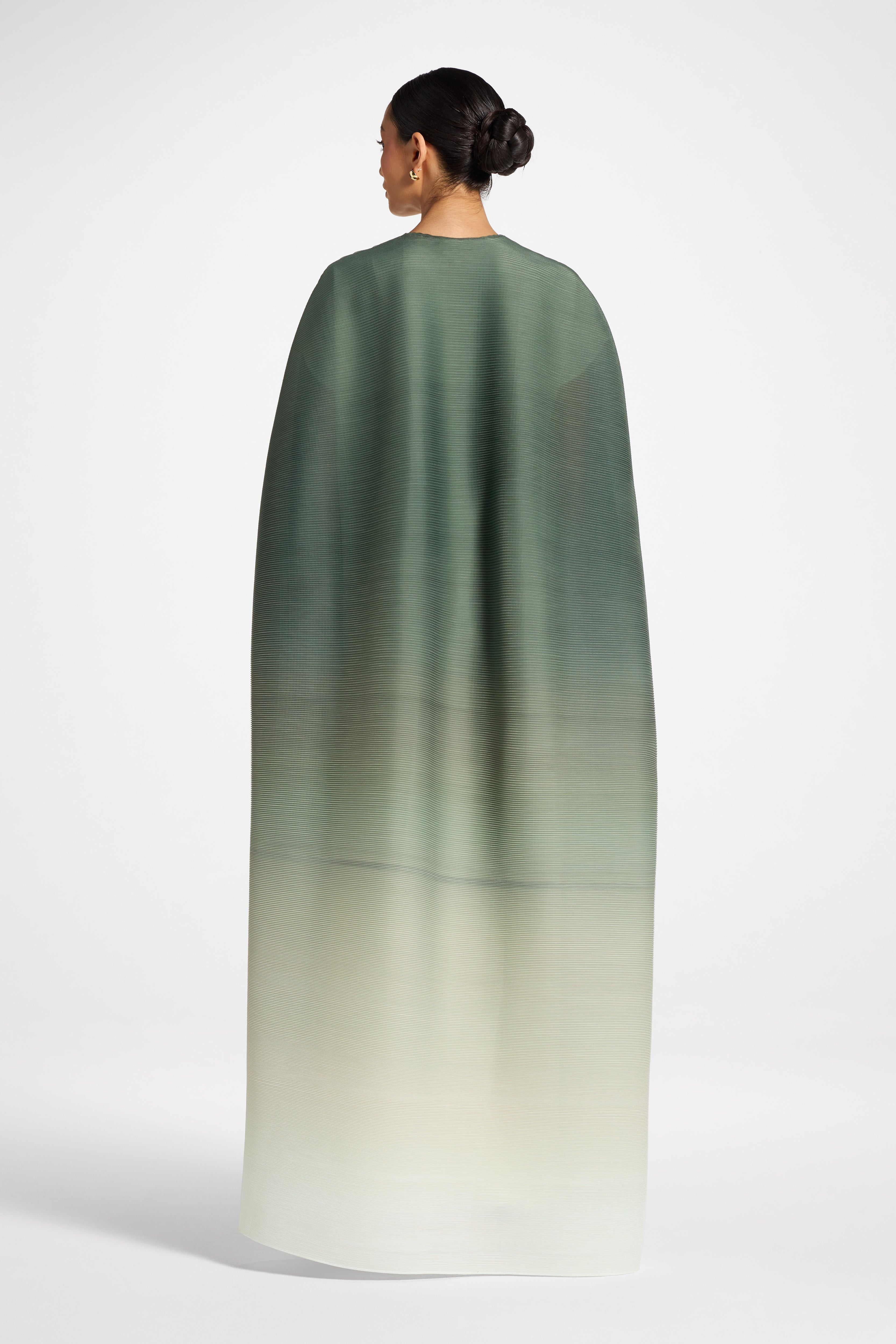 Ombre Pleated Open Abaya - Tea Forest Abayas Veiled