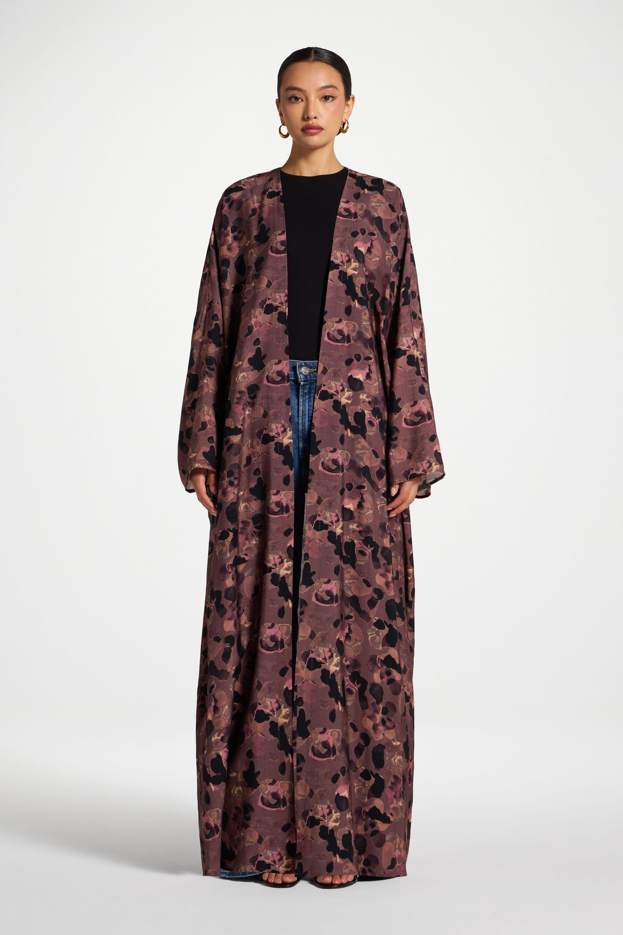 Open Abaya - Watercolor Bloom Abayas Veiled