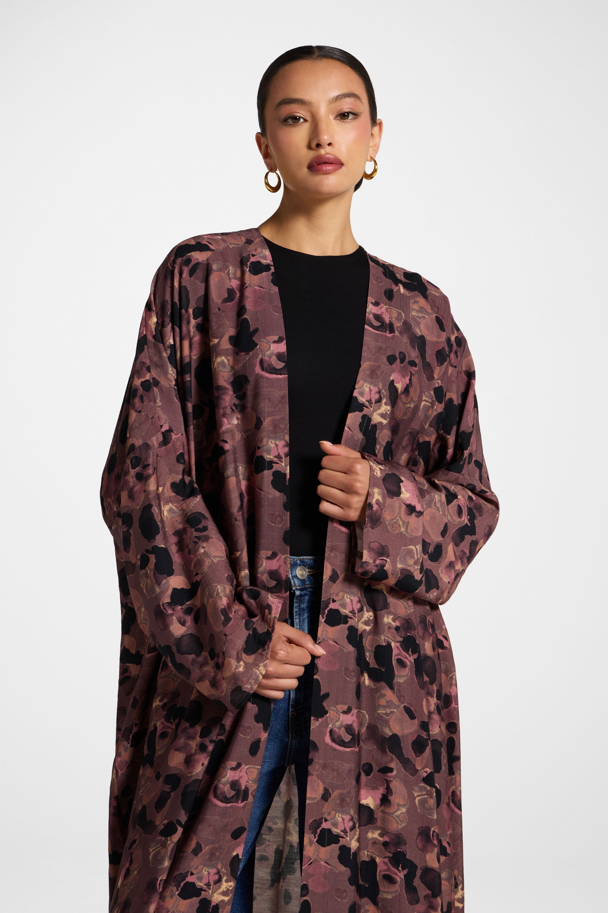Open Abaya - Watercolor Bloom Abayas Veiled