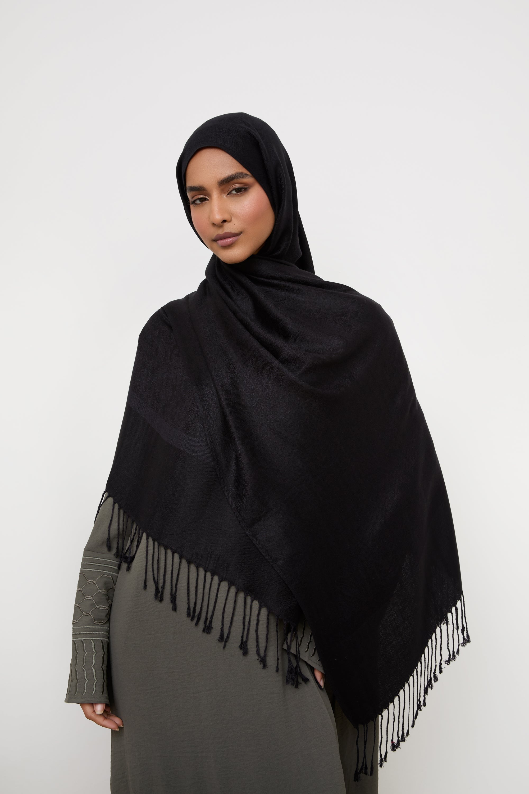 Pashmina Hijab Scarf - Black Hijabs Veiled