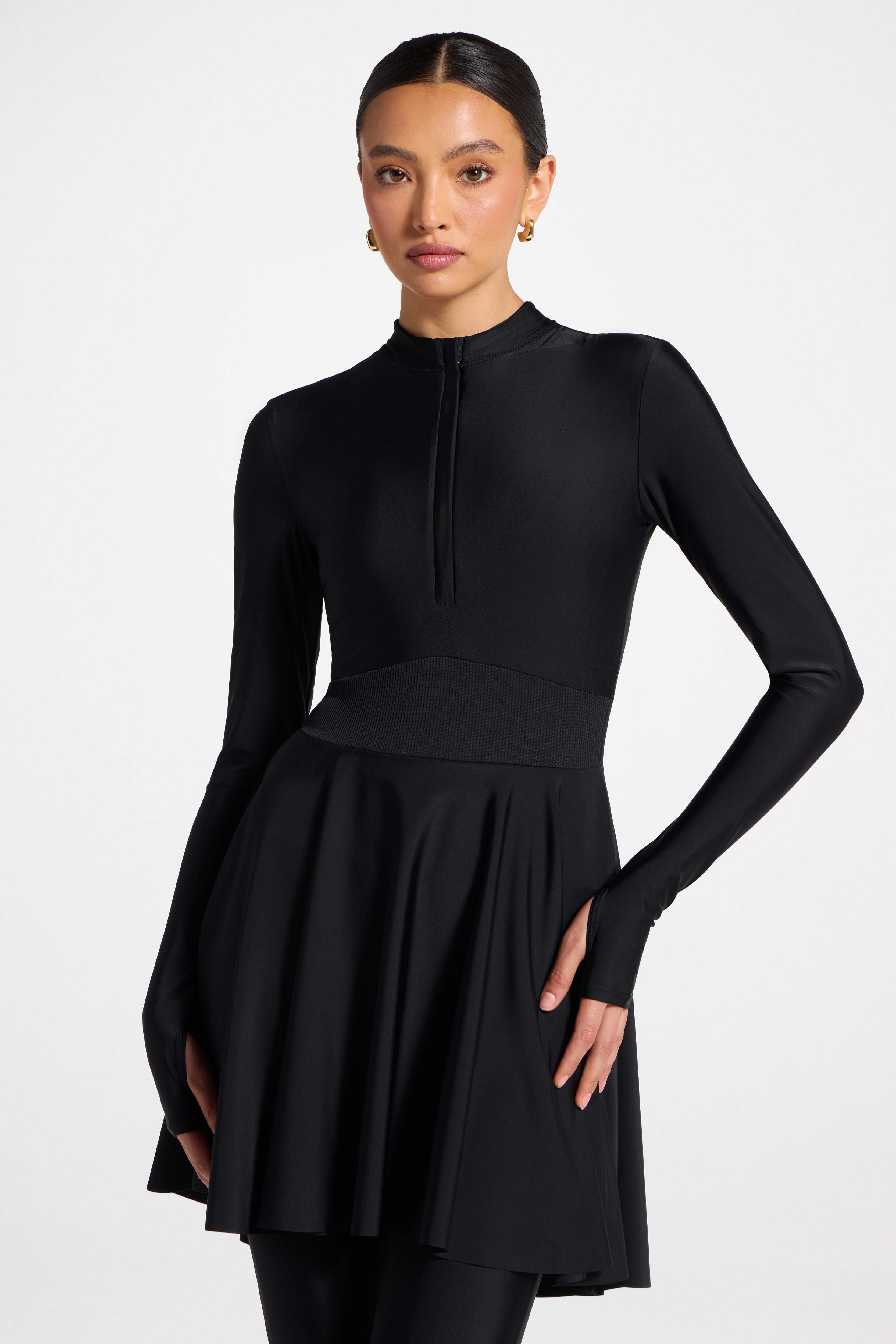 Peplum Swimsuit Tunic - Black Swim Veiled