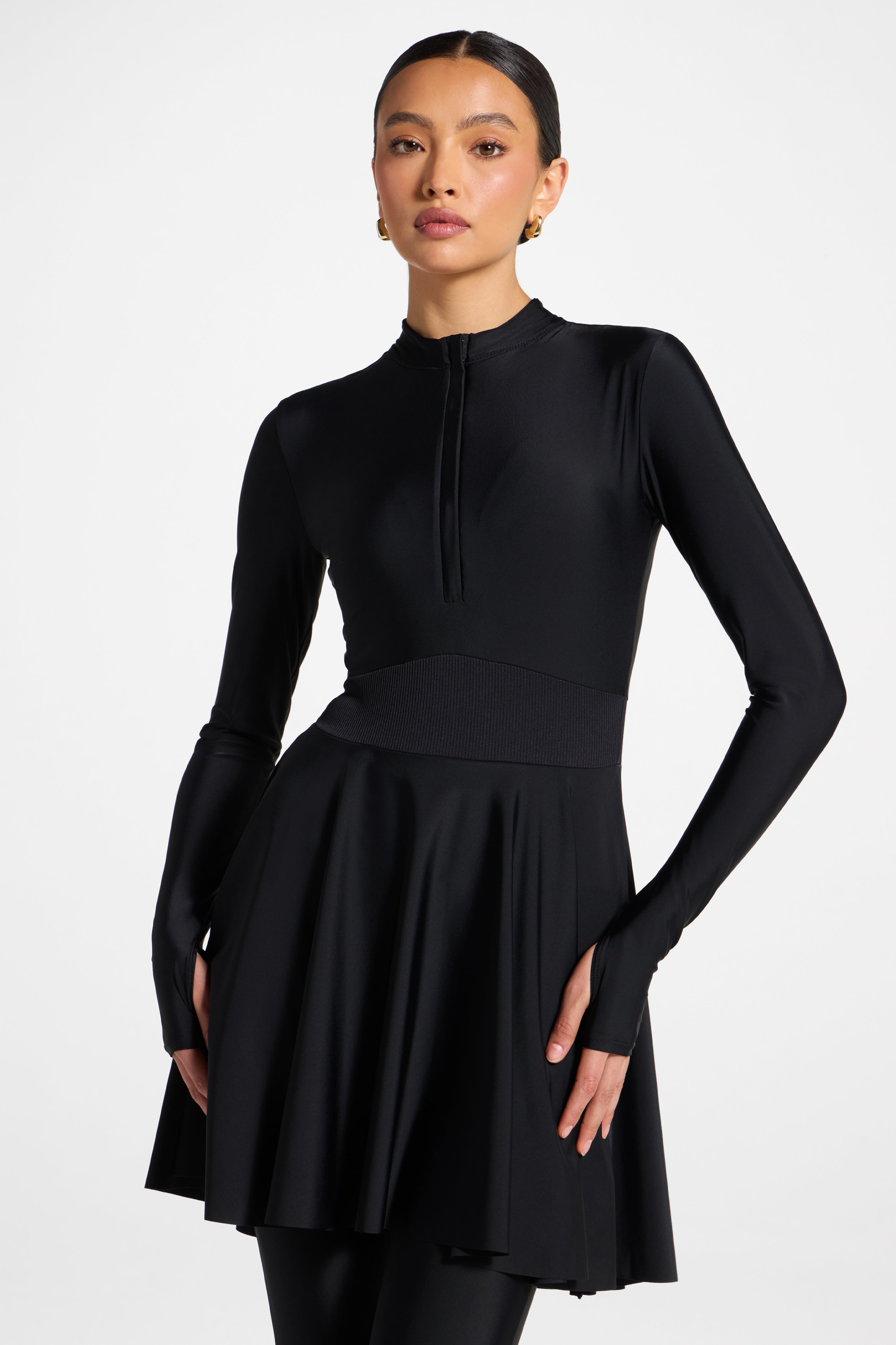 Peplum Swimsuit Tunic - Black Swim Veiled