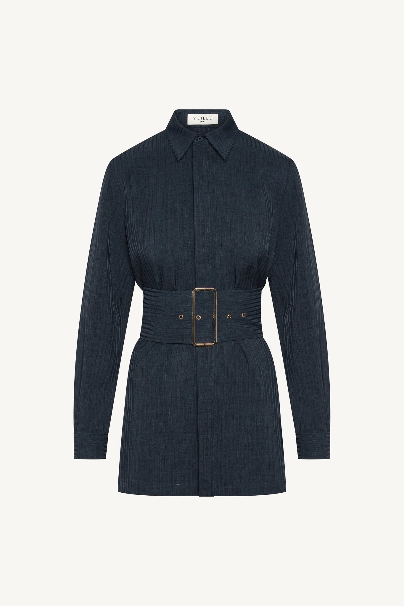 Pinstripe Belted Top - Heritage Blue Abayas Veiled