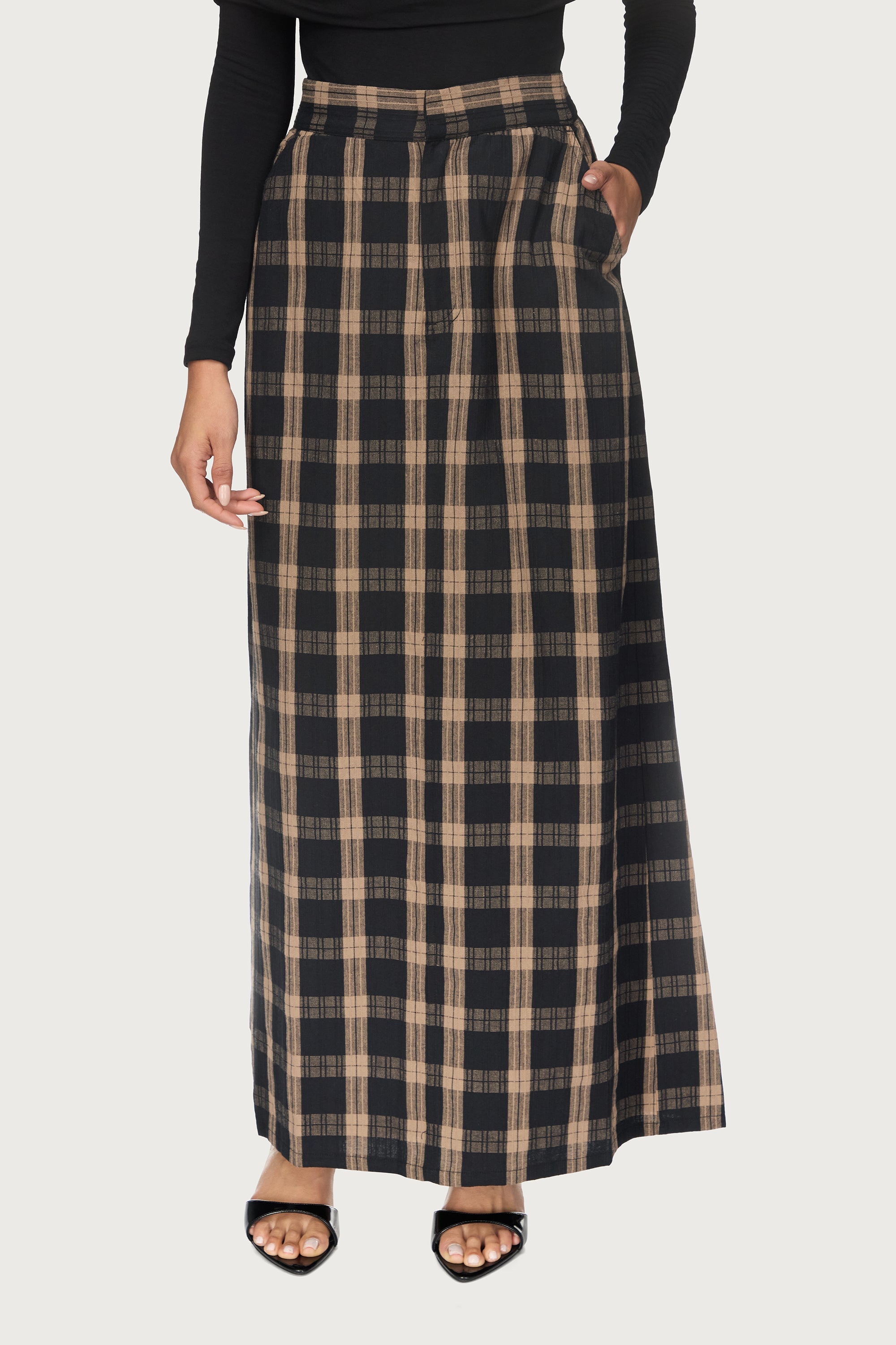 Plaid Column Maxi Skirt Abayas Veiled
