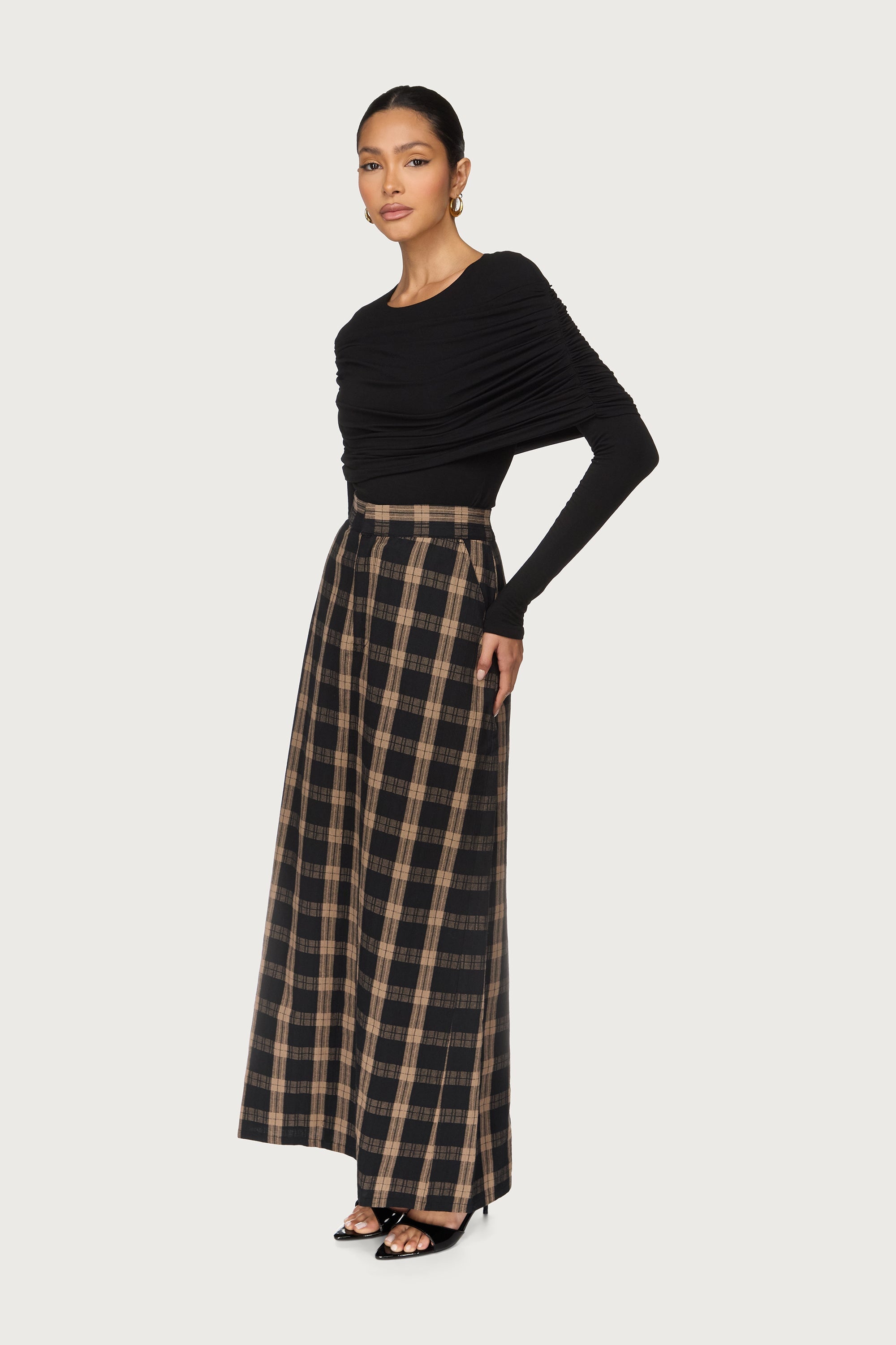 Plaid Column Maxi Skirt Abayas Veiled